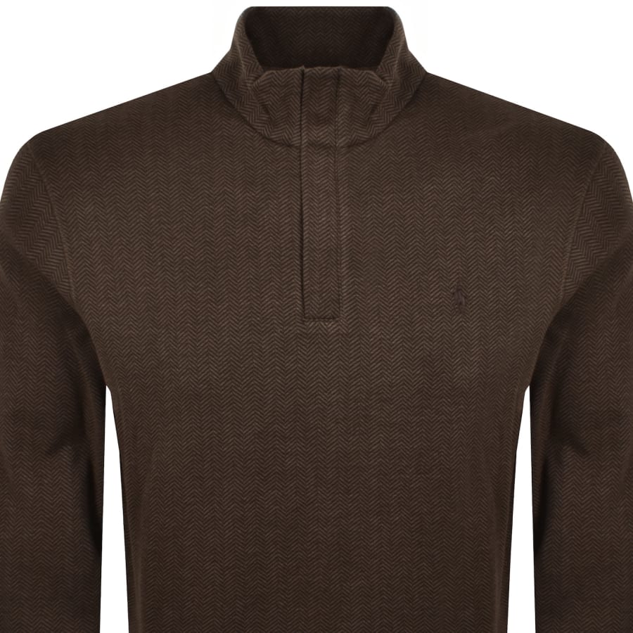 Ralph Lauren Quarter Zip Sweatshirt Brown