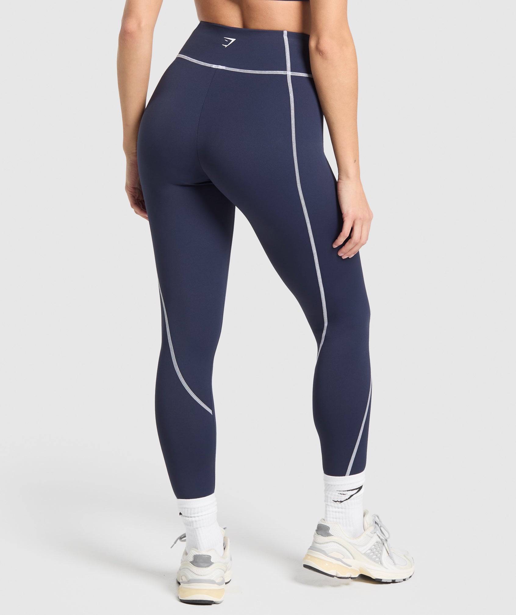 Gymshark Retro Contrast Stitch Leggings - Heavy Blue/White