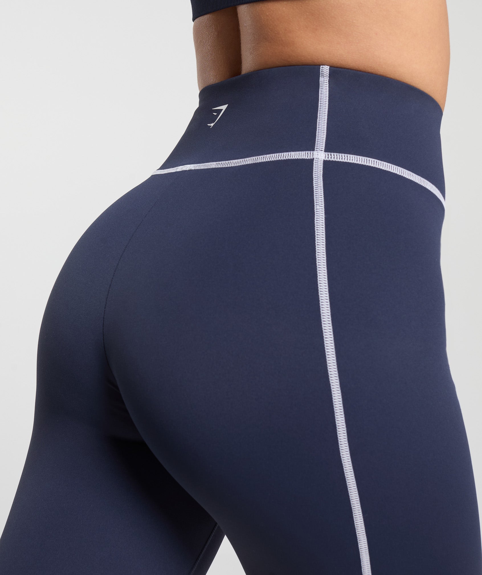 Gymshark Retro Contrast Stitch Leggings - Heavy Blue/White