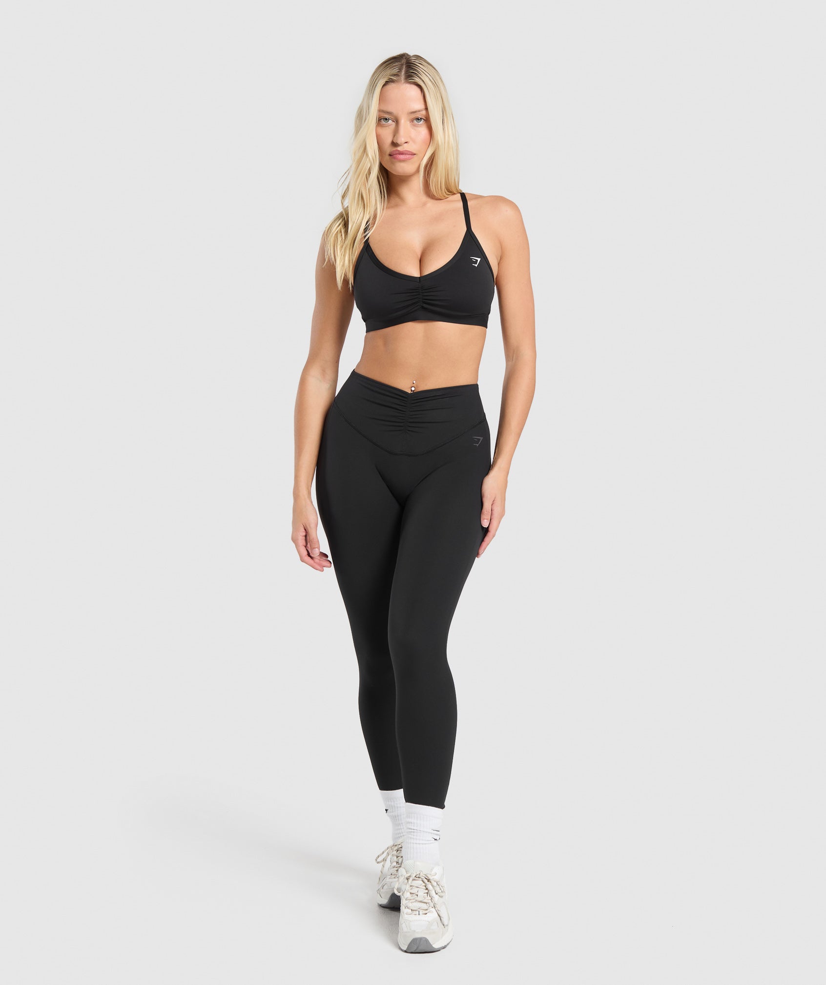 Gymshark Ruched Strappy Sports Bra - Black