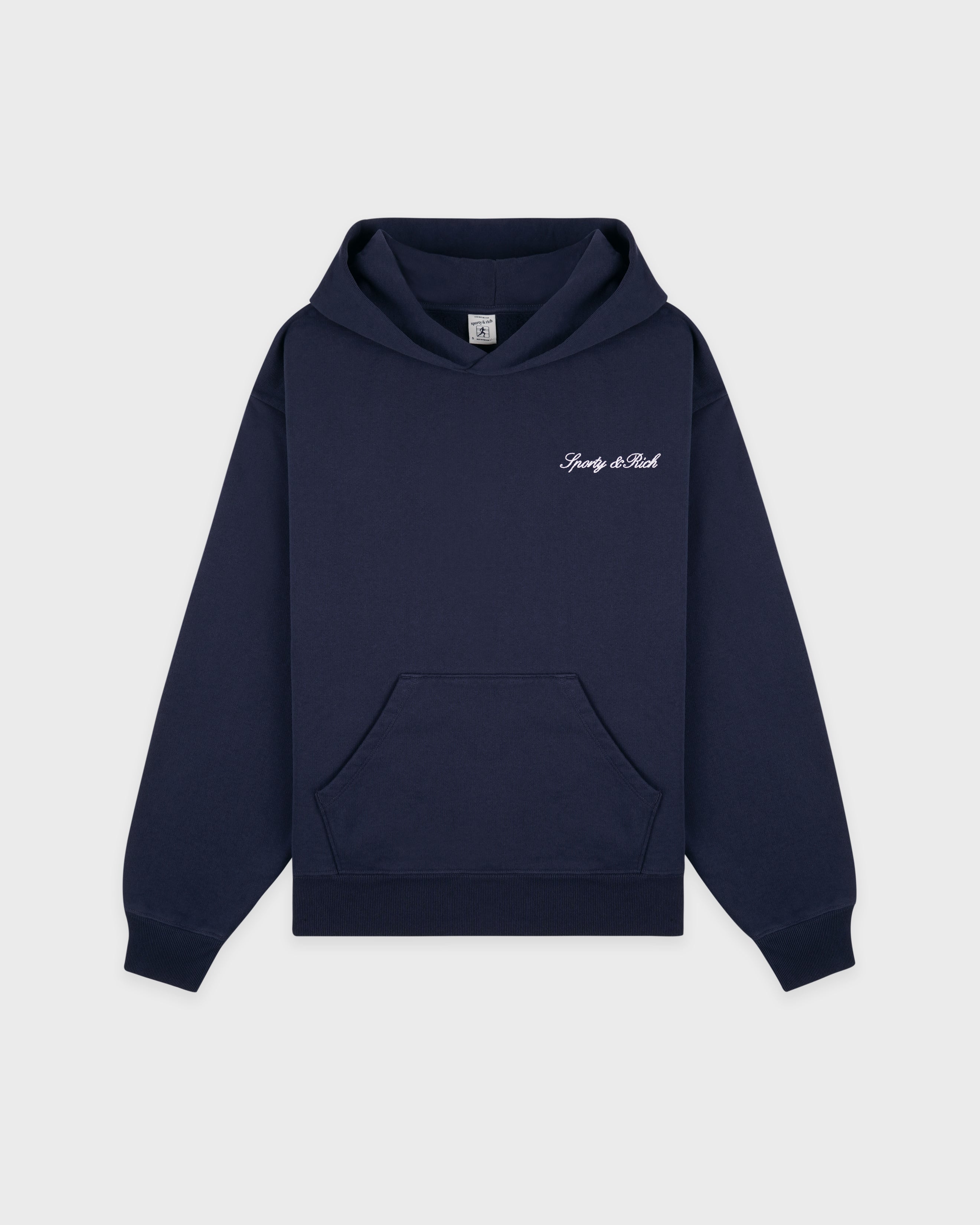 Signature Logo Embroidered Hoodie - Navy/White
