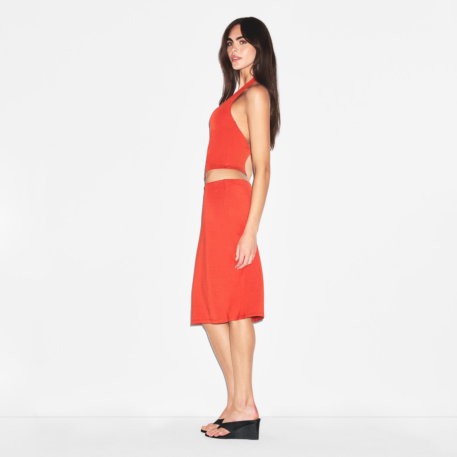 SMOOTH LAYERS MIDI SKIRT | TERRA