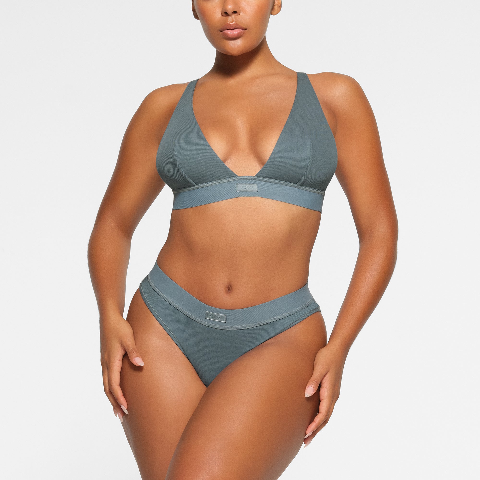 Cotton Rib Plunge Bralette