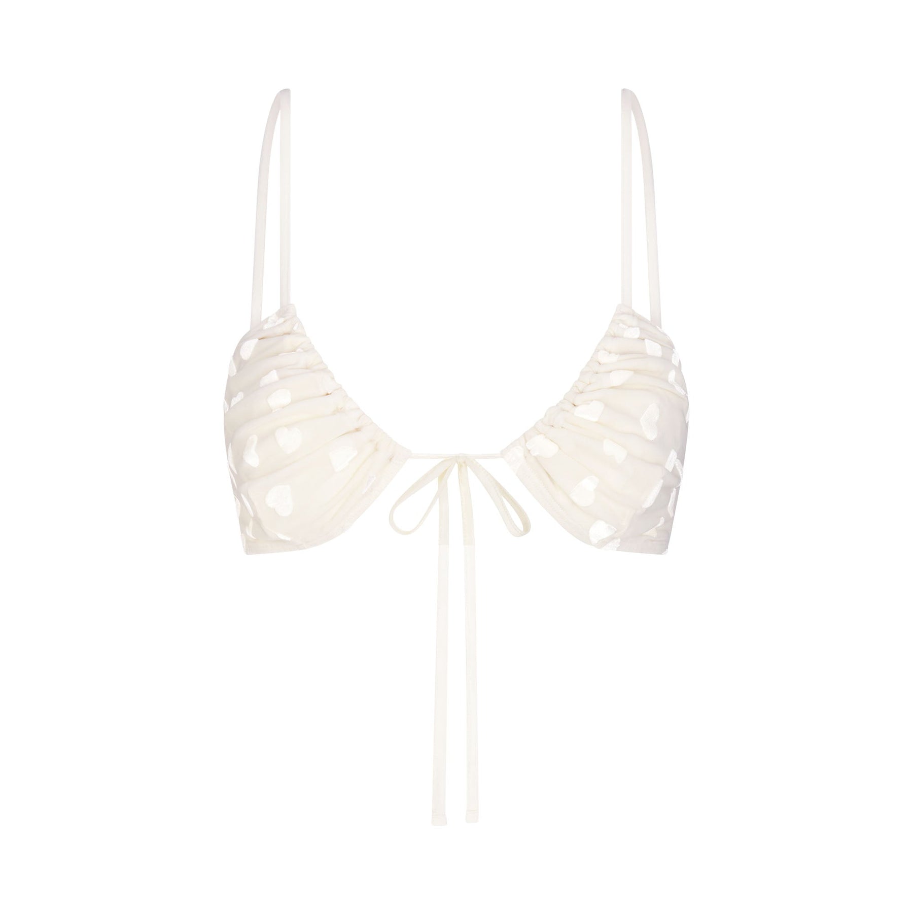 SHEER VELVET TIE FRONT BRALETTE | MARBLE
