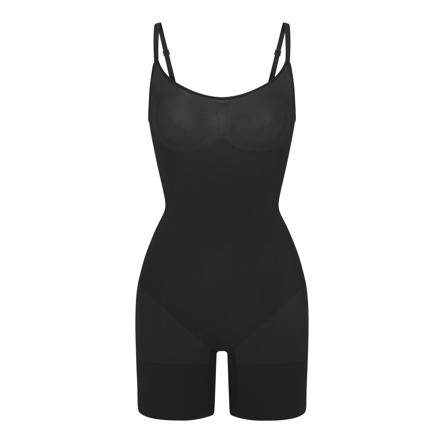 SHEER SEAMLESS MID THIGH BODYSUIT | ONYX