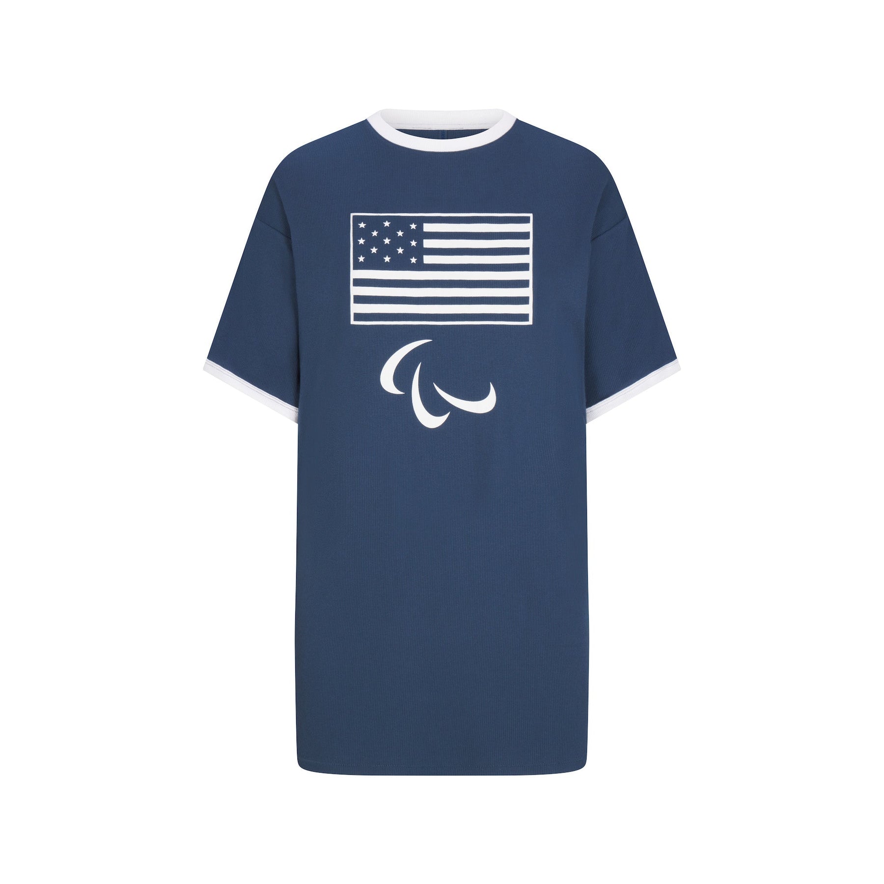 SKIMS FOR TEAM USA COTTON RIB PARALYMPIC T-SHIRT MINI DRESS | NAVY