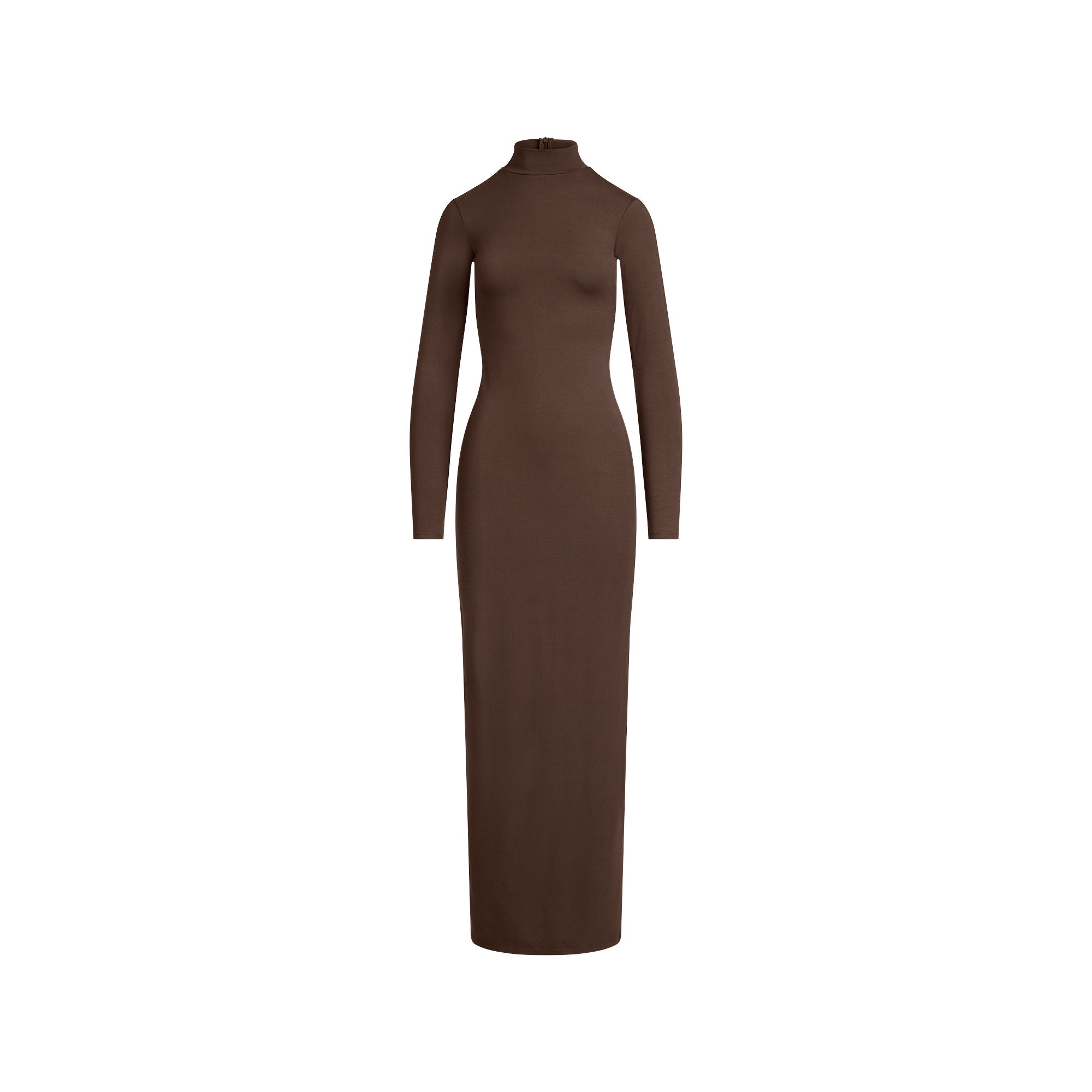 SMOOTH LAYERS TURTLENECK LONG DRESS | ESPRESSO