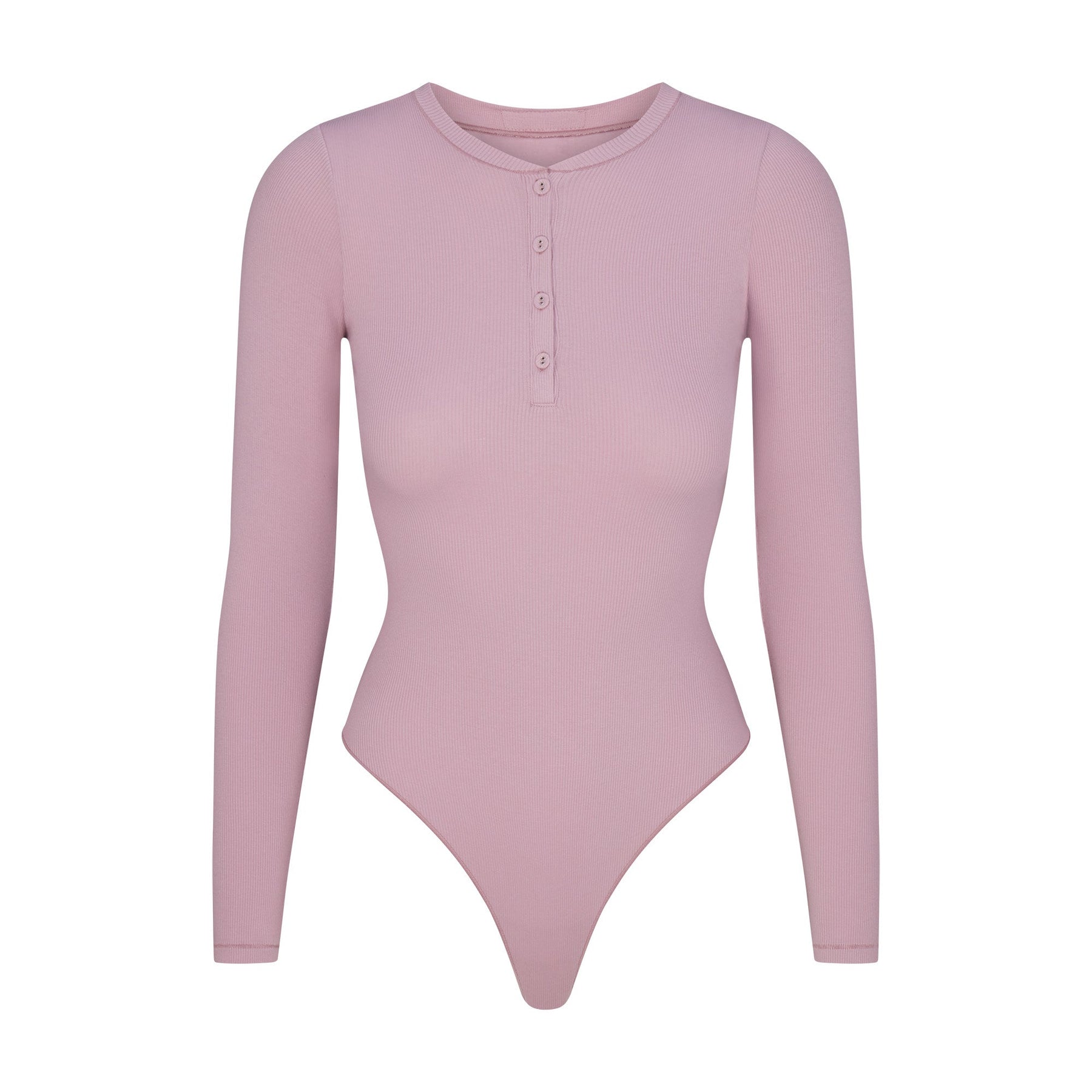COTTON RIB LONG SLEEVE HENLEY BODYSUIT | DUSK