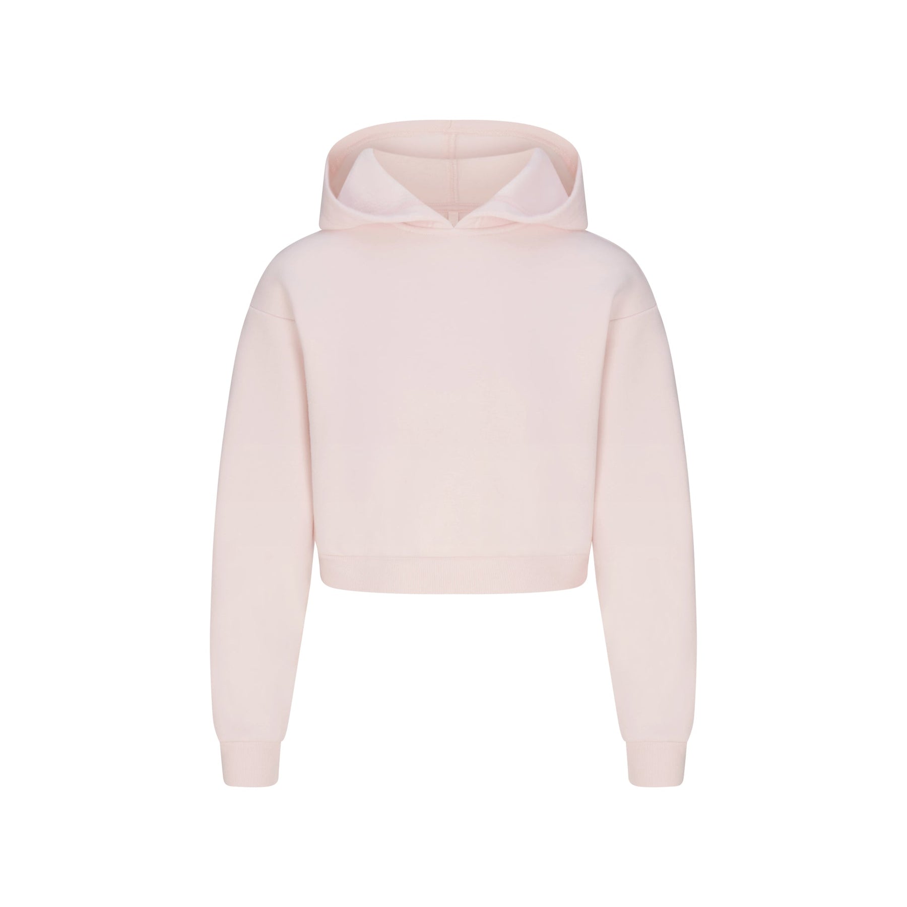 COTTON FLEECE SHRUNKEN HOODIE | BARELY PINK
