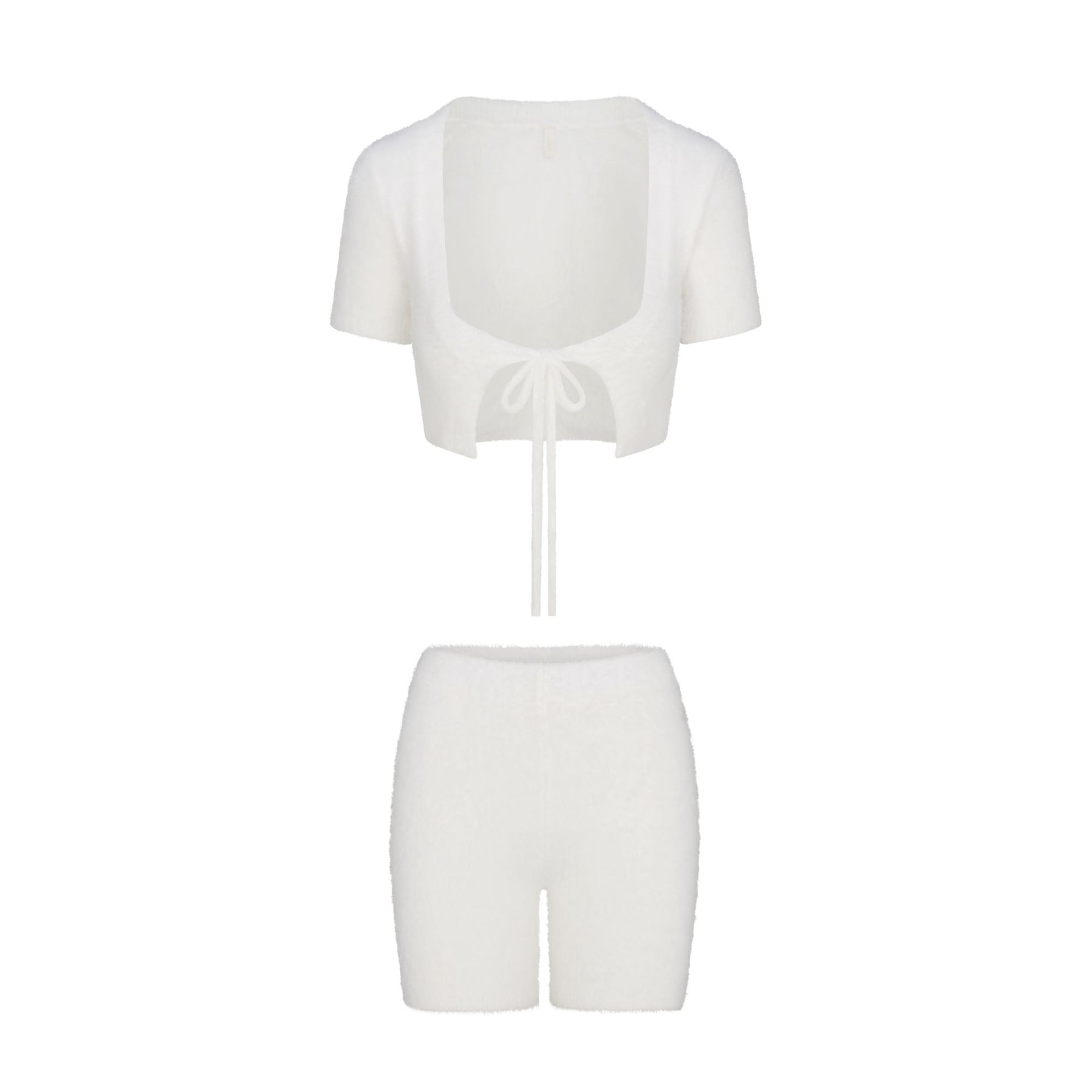 FUZZY KNITS CROP TOP AND SHORT SET | MARBLE
