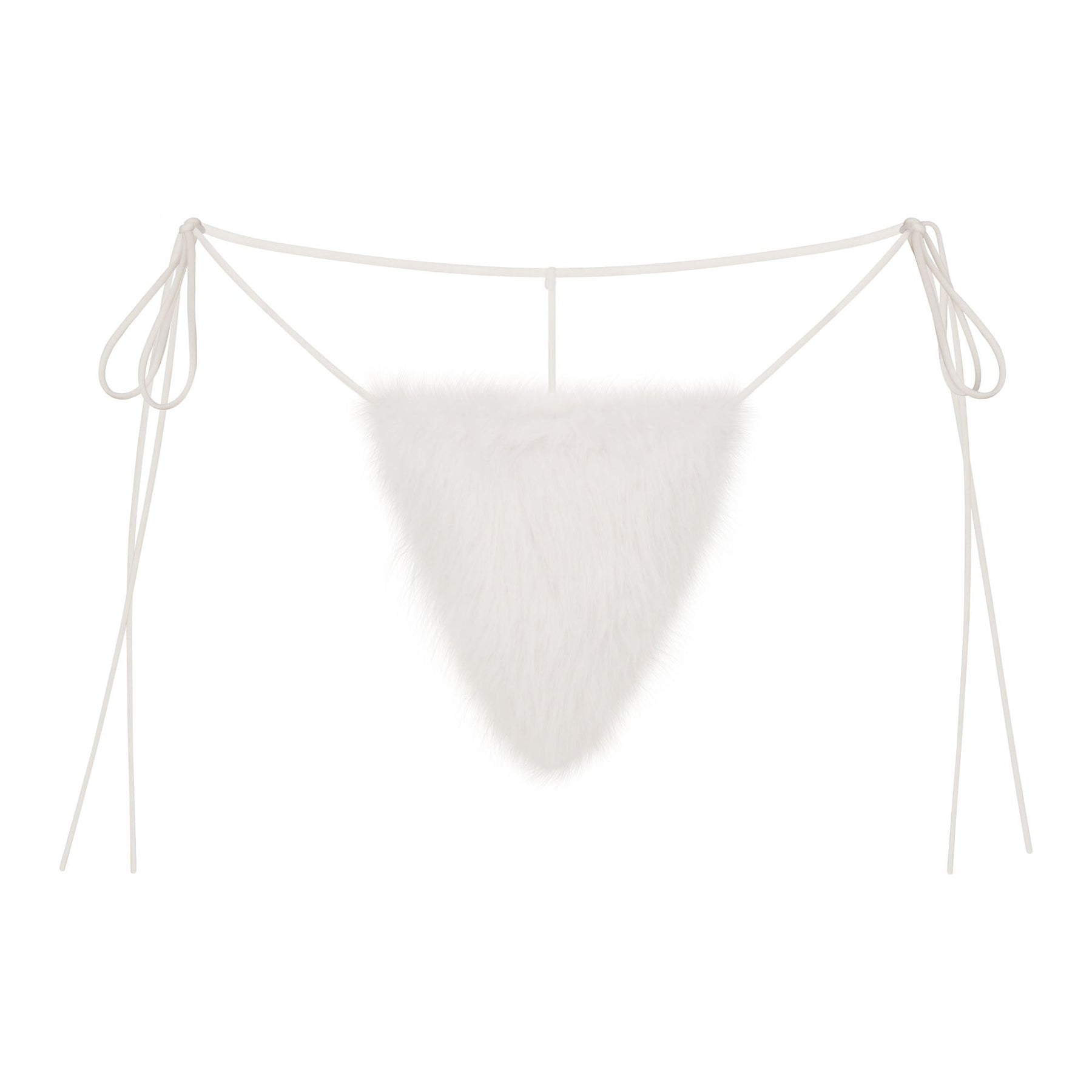 FAUX FUR TRIANGLE BRALETTE AND THONG SET | MARBLE