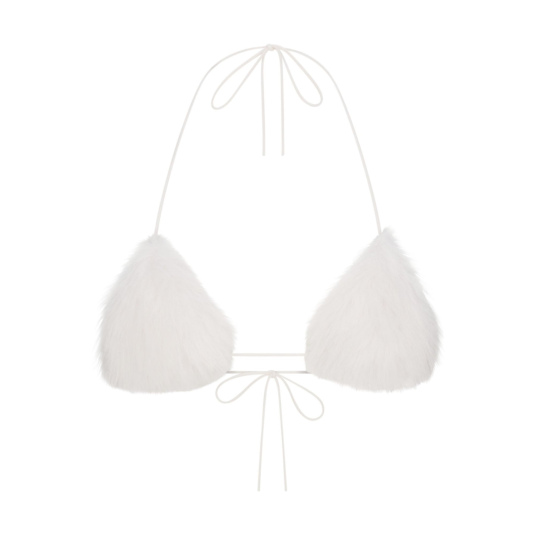 FAUX FUR TRIANGLE BRALETTE AND THONG SET | MARBLE
