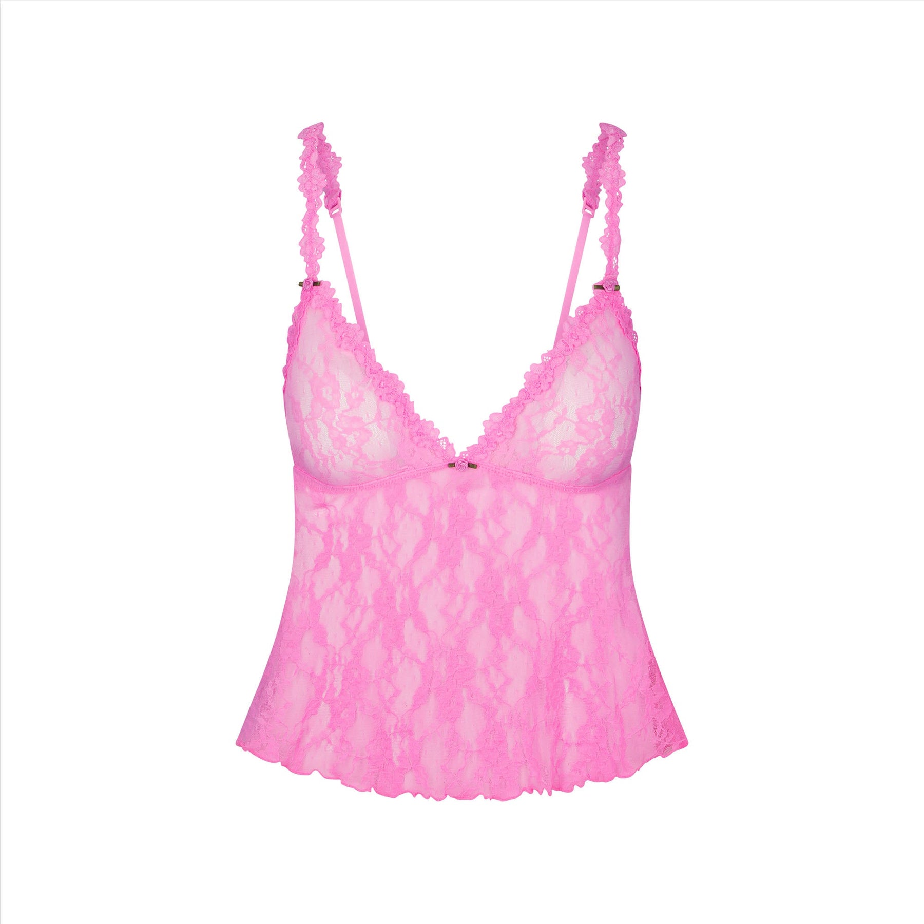 STRETCH LACE TRIANGLE CAMI AND SHORT SET | SUGAR PINK