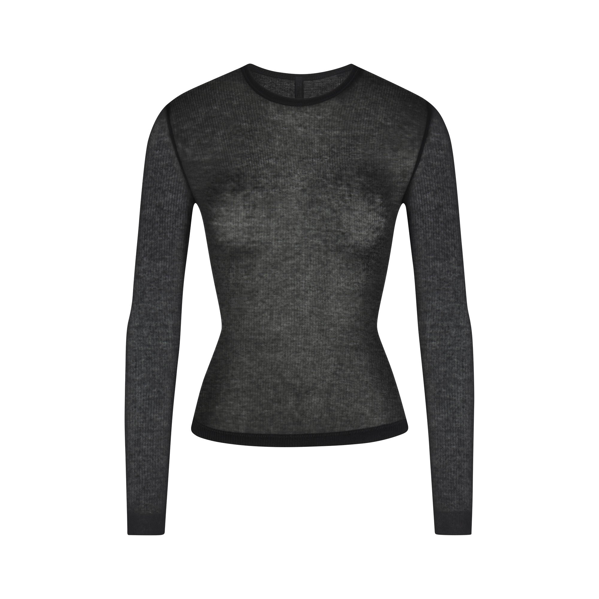 Sheer Rib Long Sleeve Top