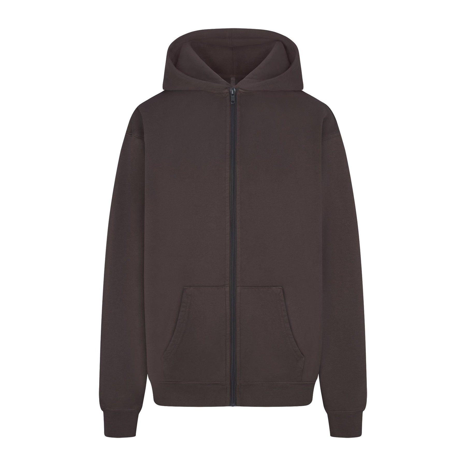 FRENCH TERRY OVERSIZED ZIP UP HOODIE | IRON