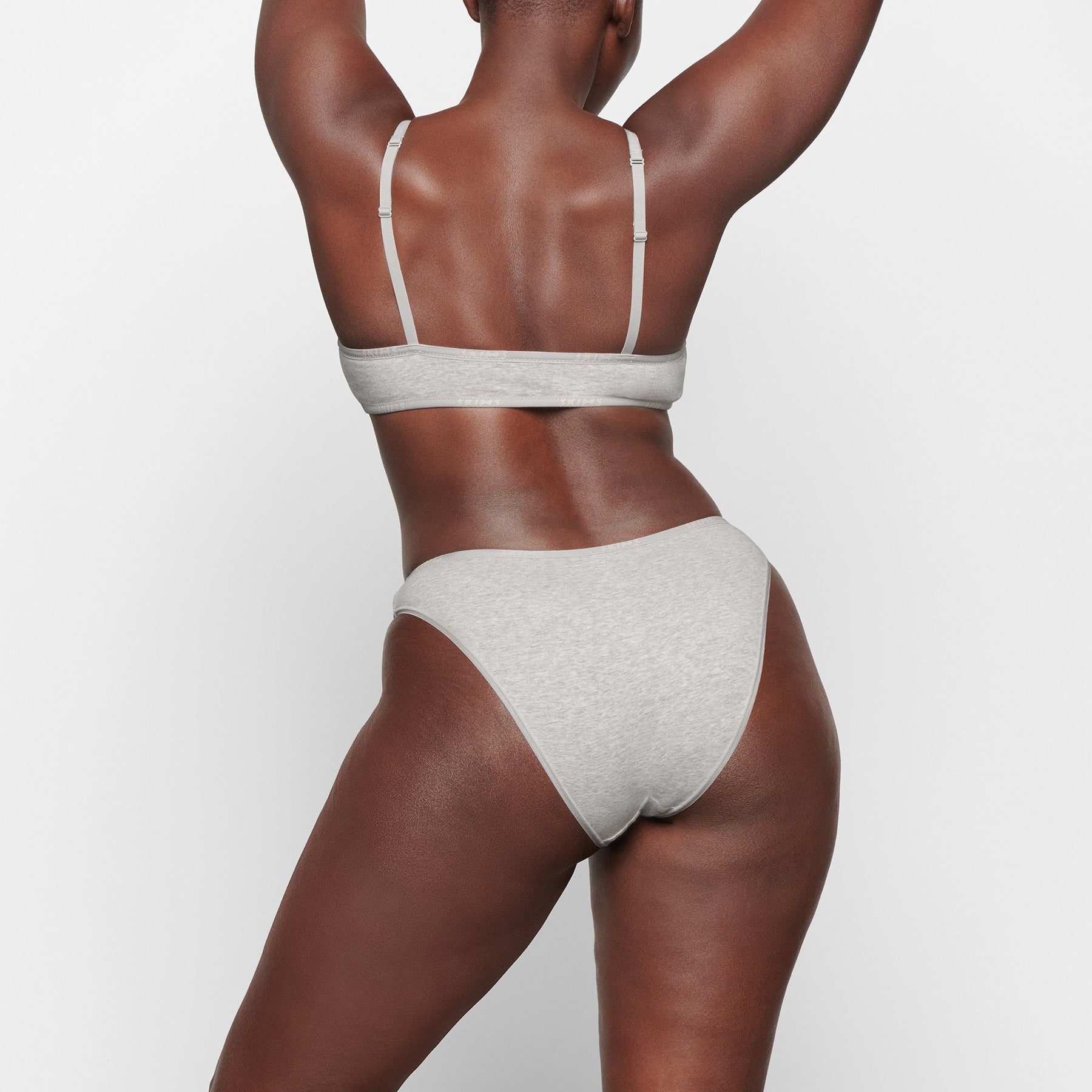COTTON LOGO HIGH LEG BIKINI | LIGHT HEATHER GREY