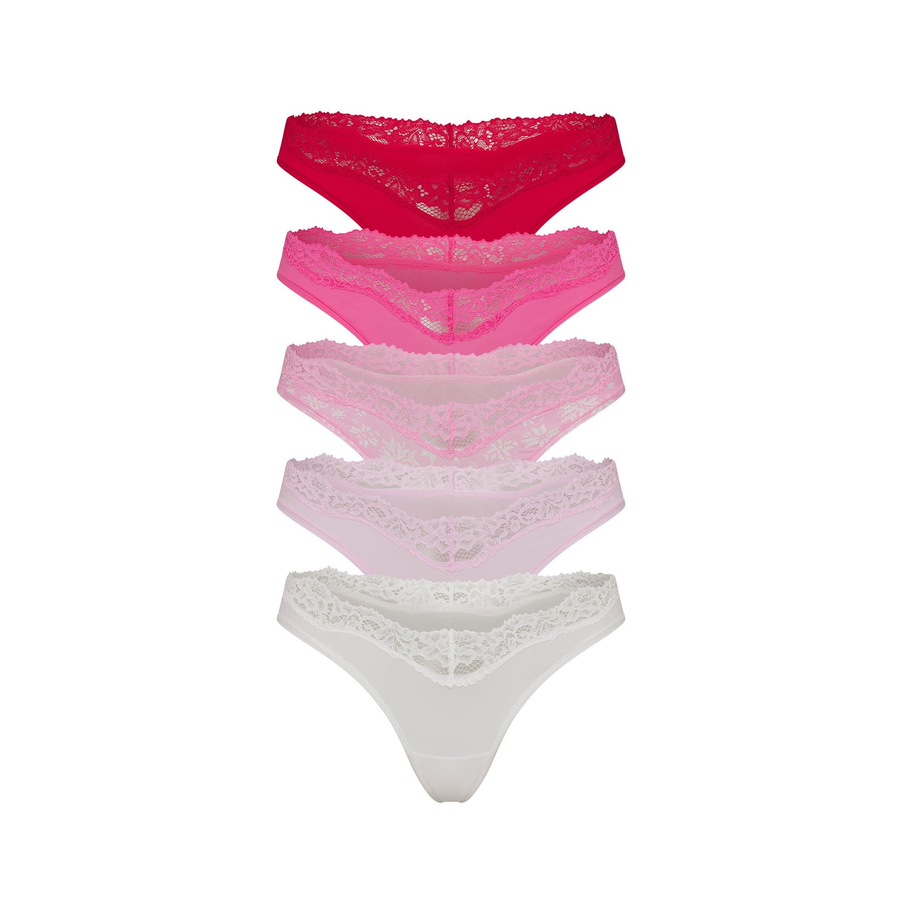 FITS EVERYBODY LACE DIPPED THONG 5-PACK | BUBBLE GUM MULTI