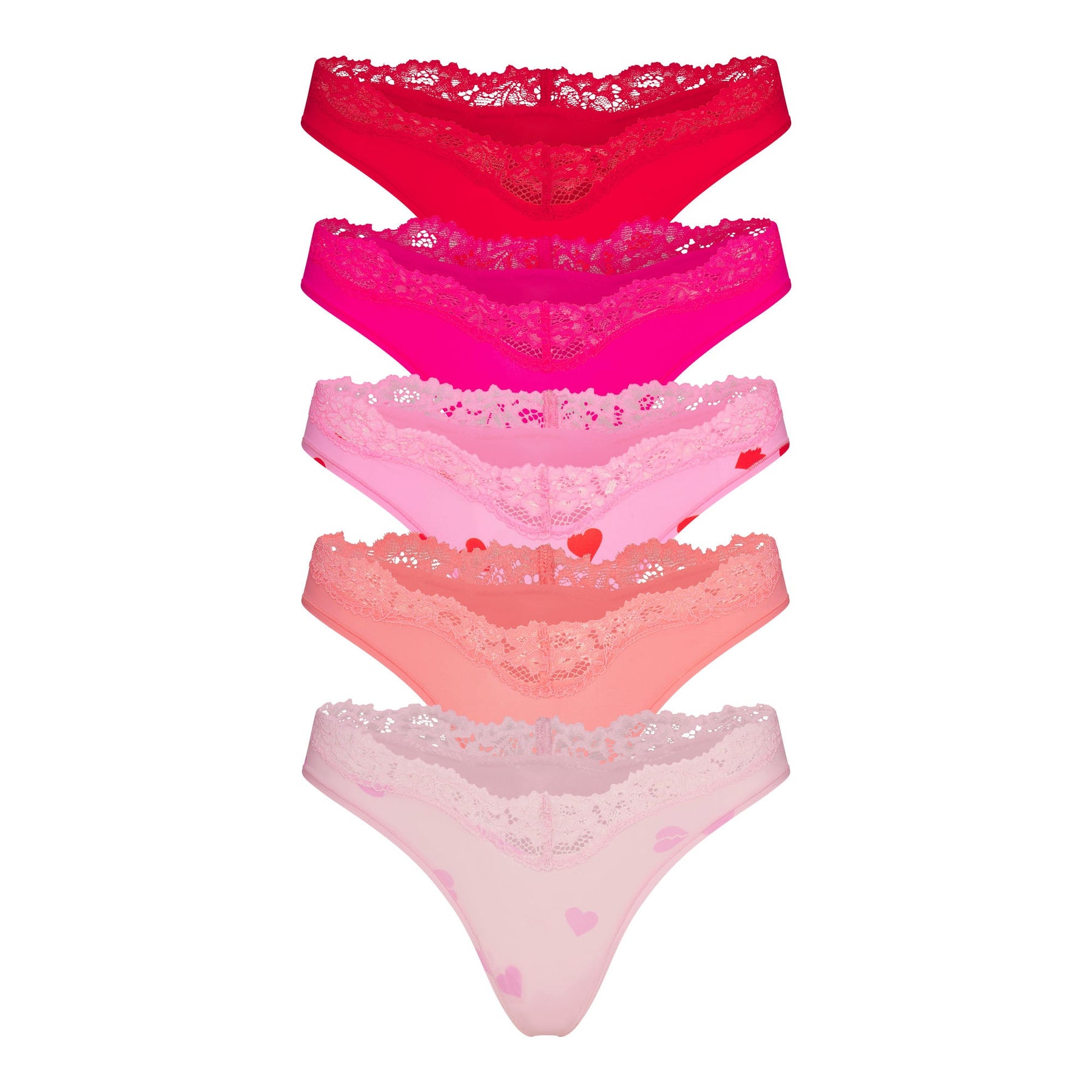 FITS EVERYBODY LACE DIPPED THONG 5-PACK | HEART BREAKER MULTI