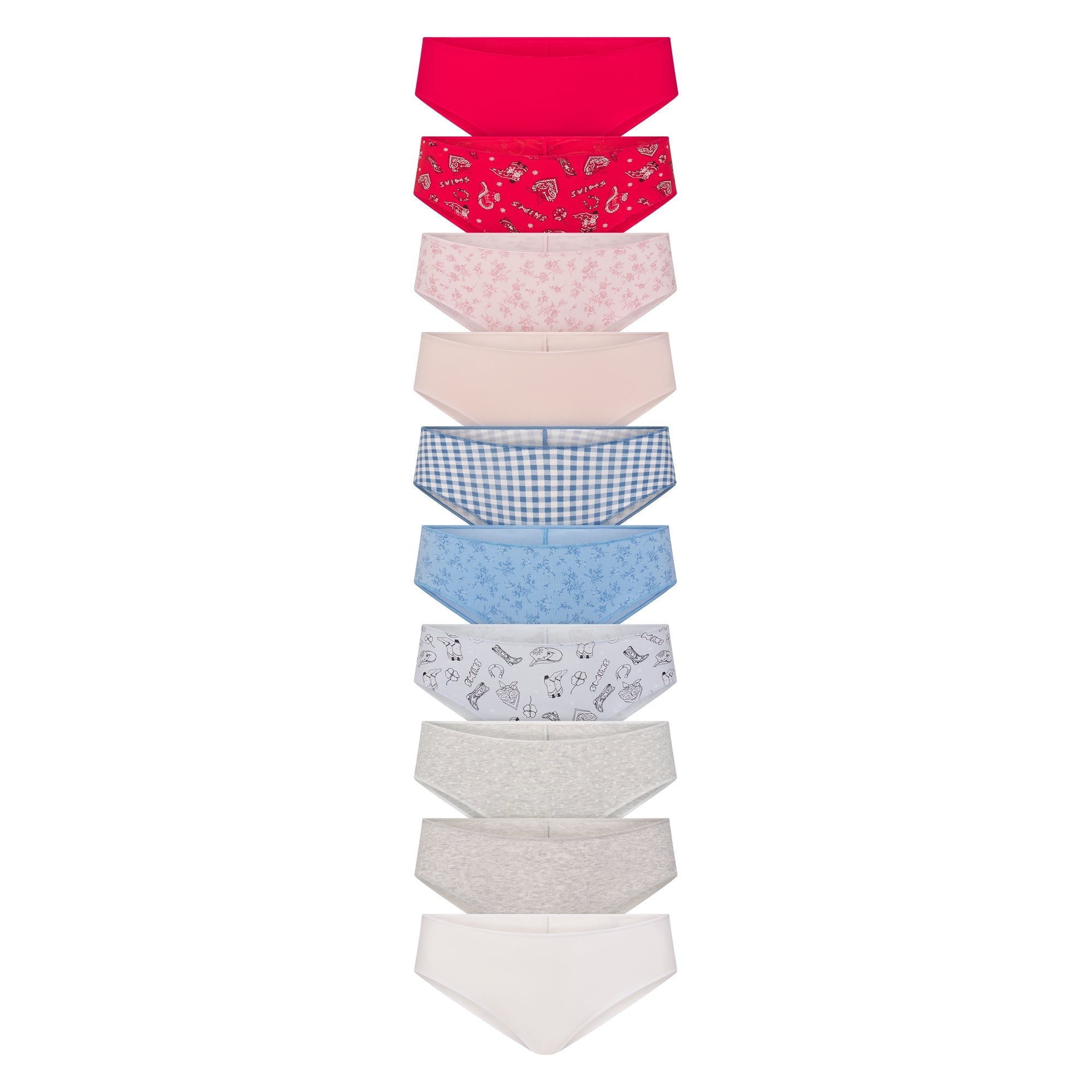 Lightweight Cotton Ruched Back Hipster 10-pack