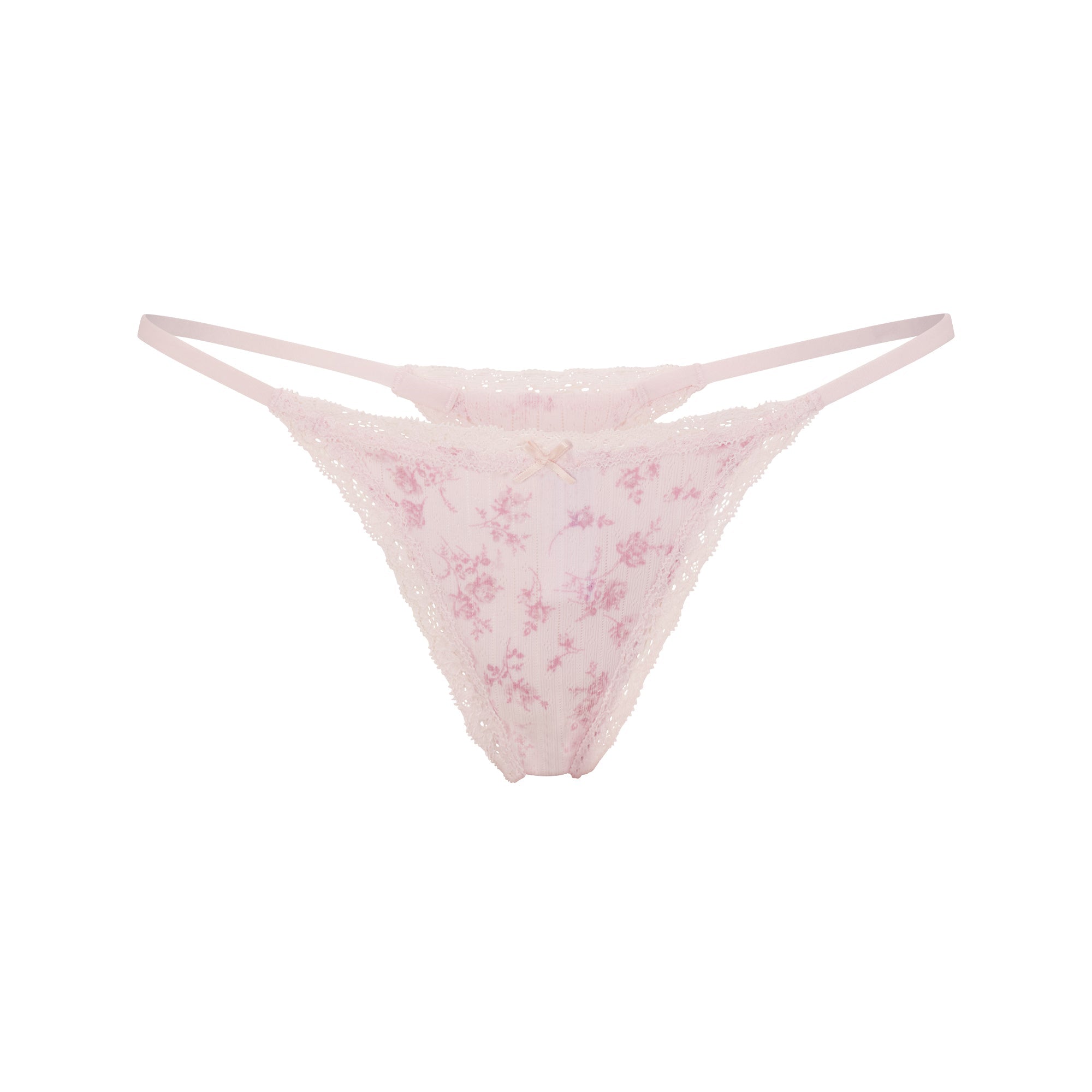 Lightweight Cotton Pointelle Lace String Thong
