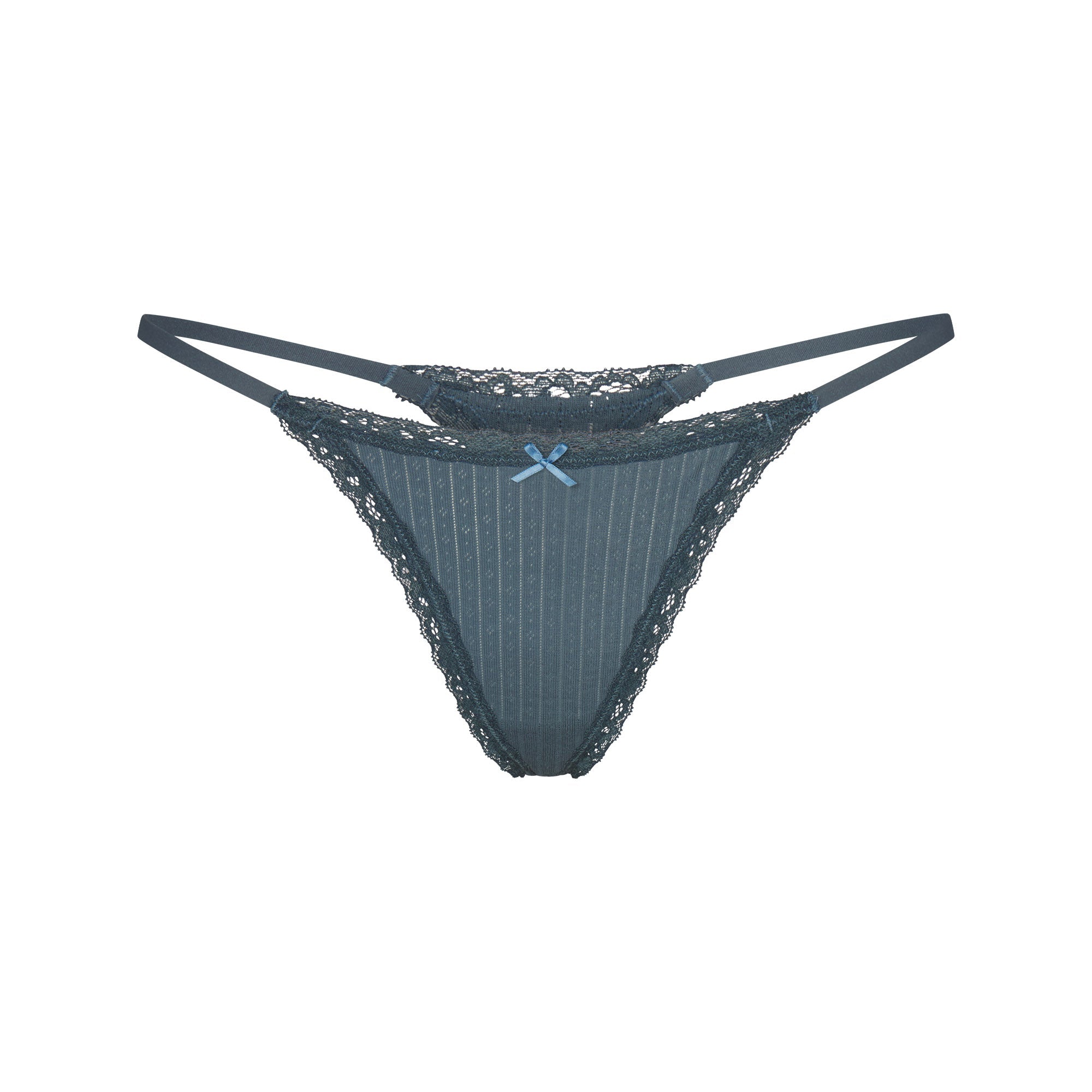 Lightweight Cotton Pointelle Lace String Thong