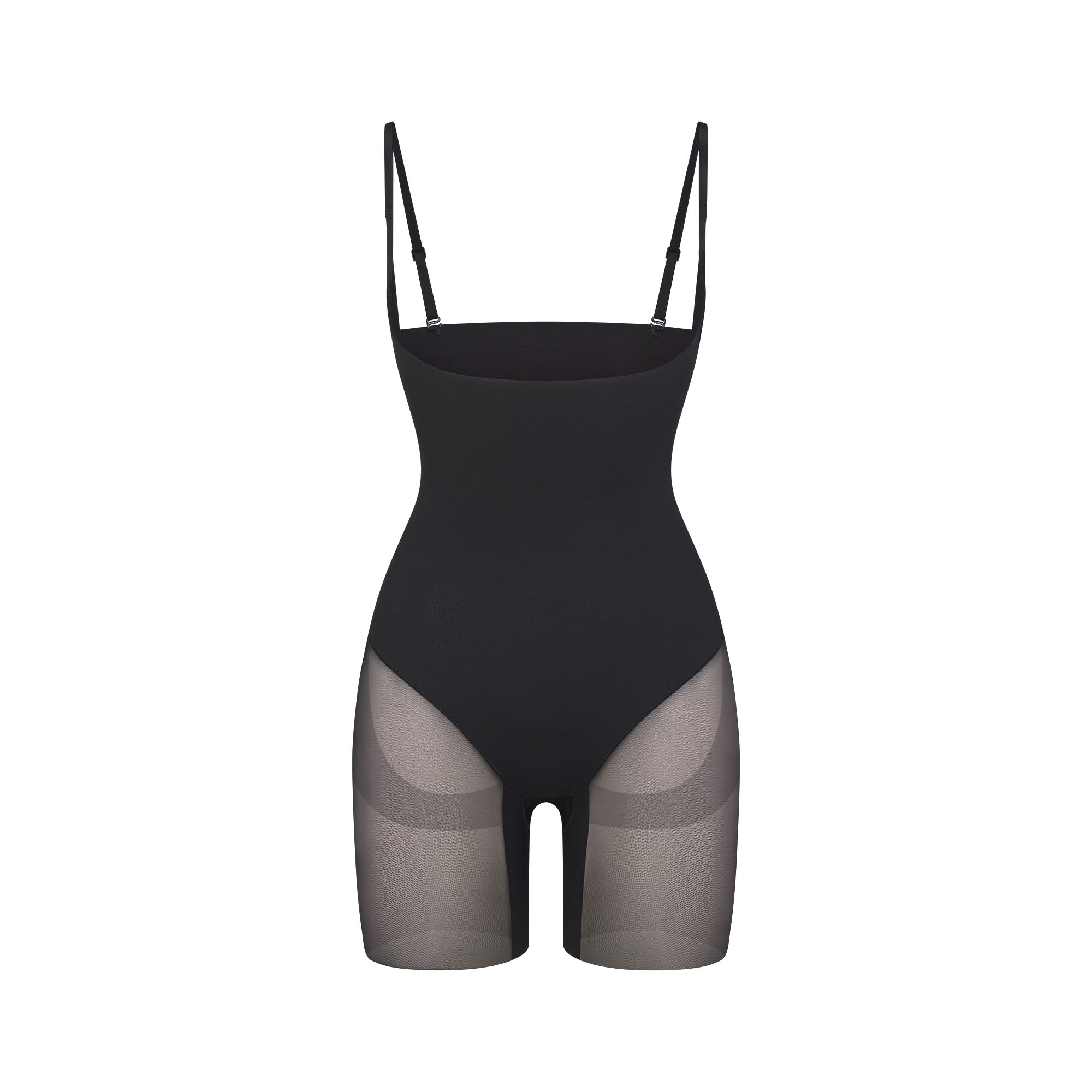Power Mesh Shapewear Core Sculpt Open Bust Mid Thigh Bodysuit