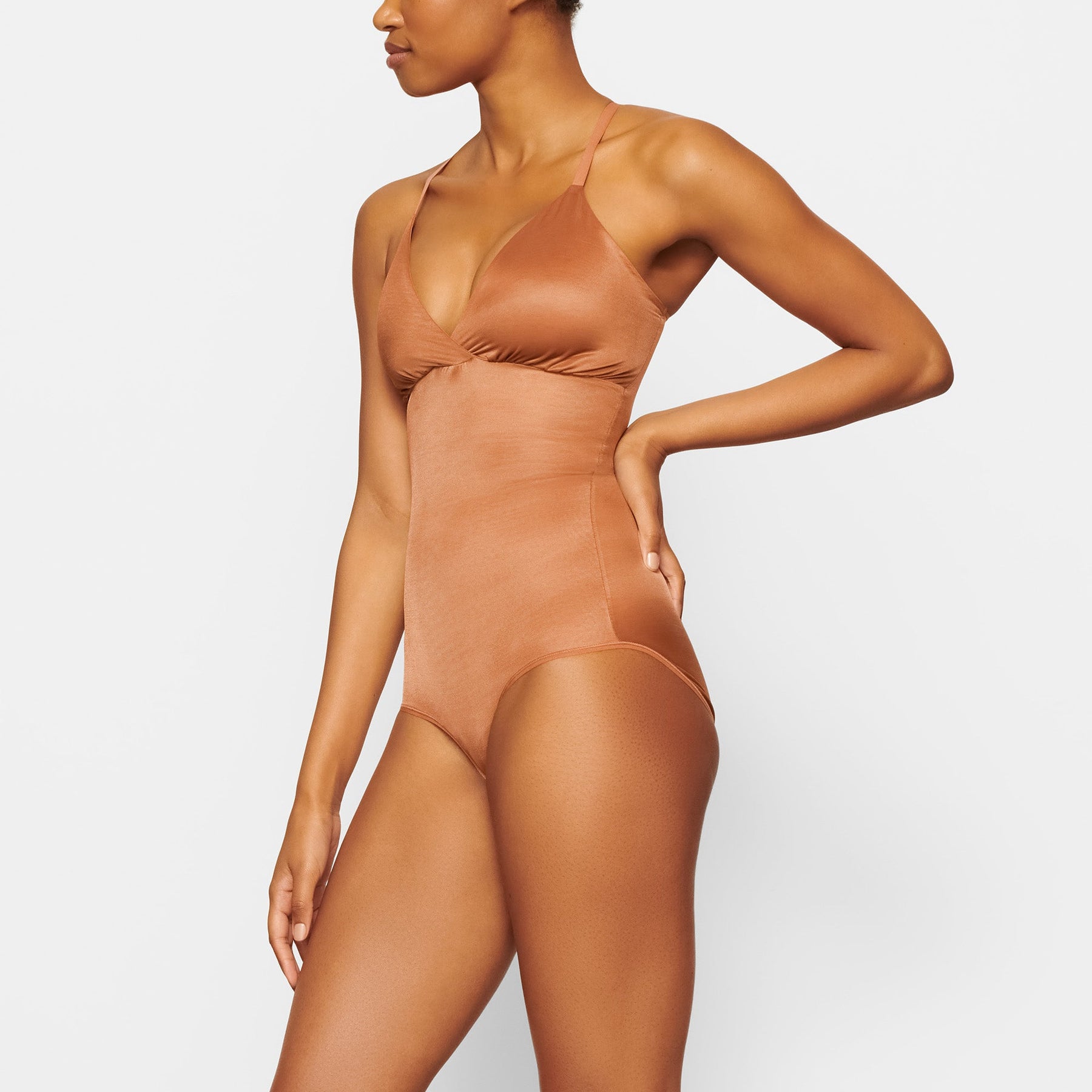 SIMPLY BARE BODYSUIT BRIEF WITH SNAPS | BRONZE