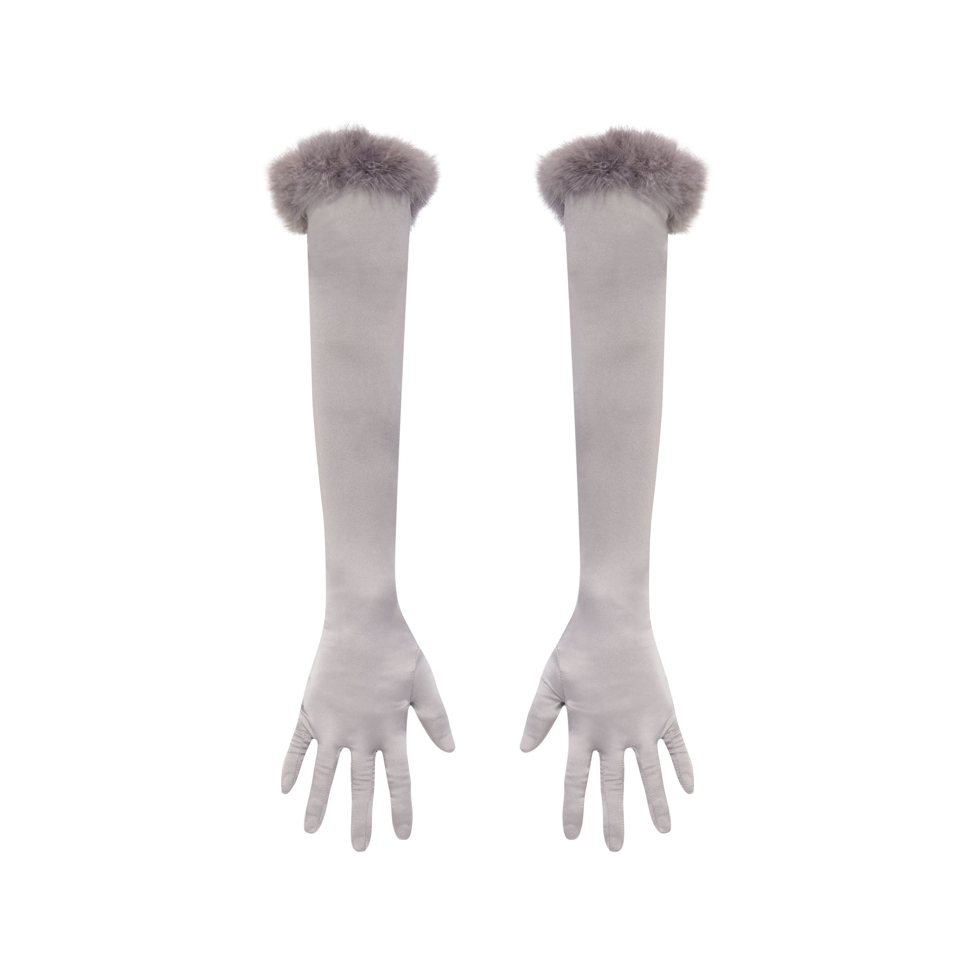 SILK FEATHER TRIM GLOVES | MIRROR