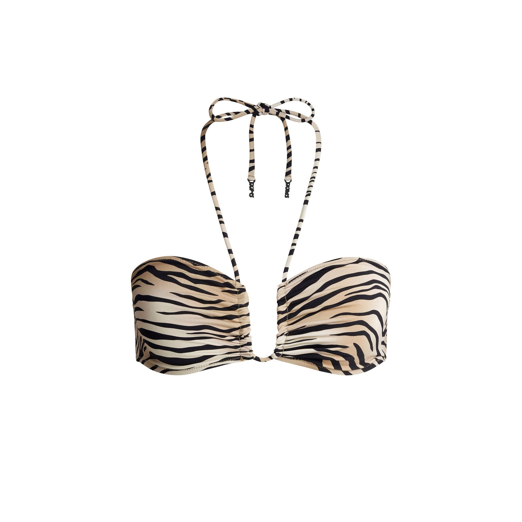 SIGNATURE SWIM HALTER BIKINI TOP | CHAMPAGNE TIGER PRINT