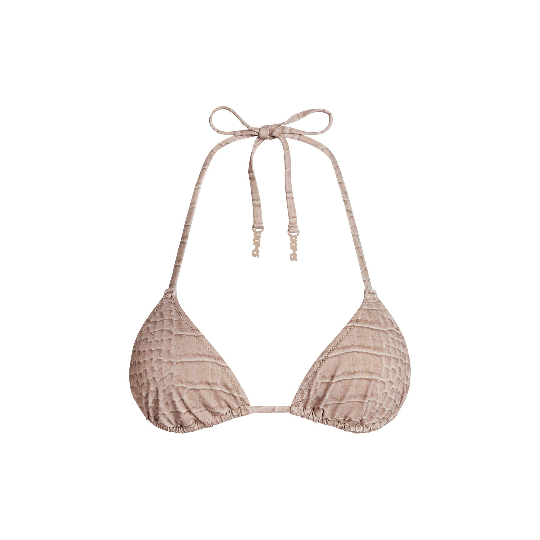 SIGNATURE SWIM TRIANGLE BIKINI TOP | DUNE CROCODILE PRINT