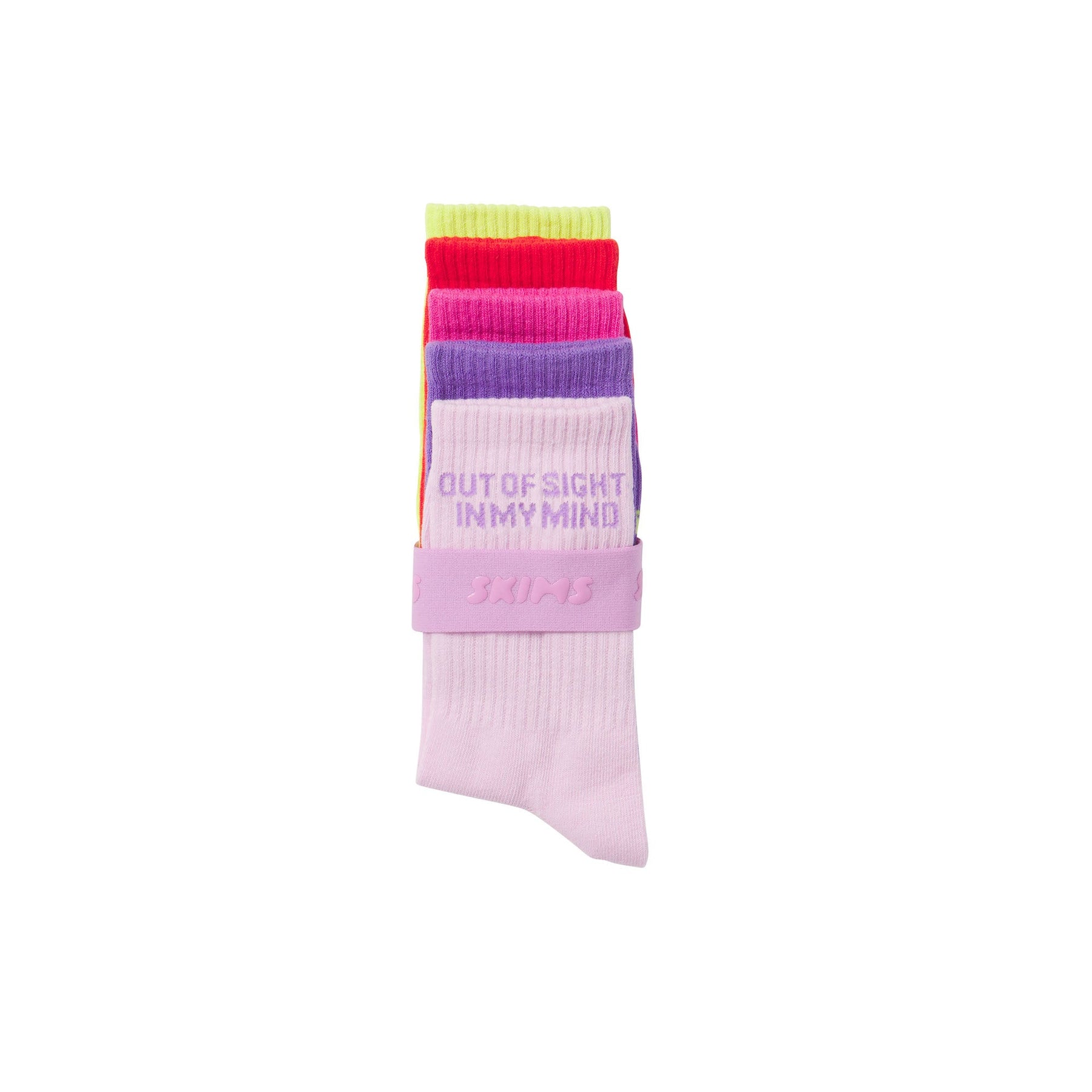RIBBED CREW SOCK 5-PACK | DAFFODIL BABY PINK MULTI