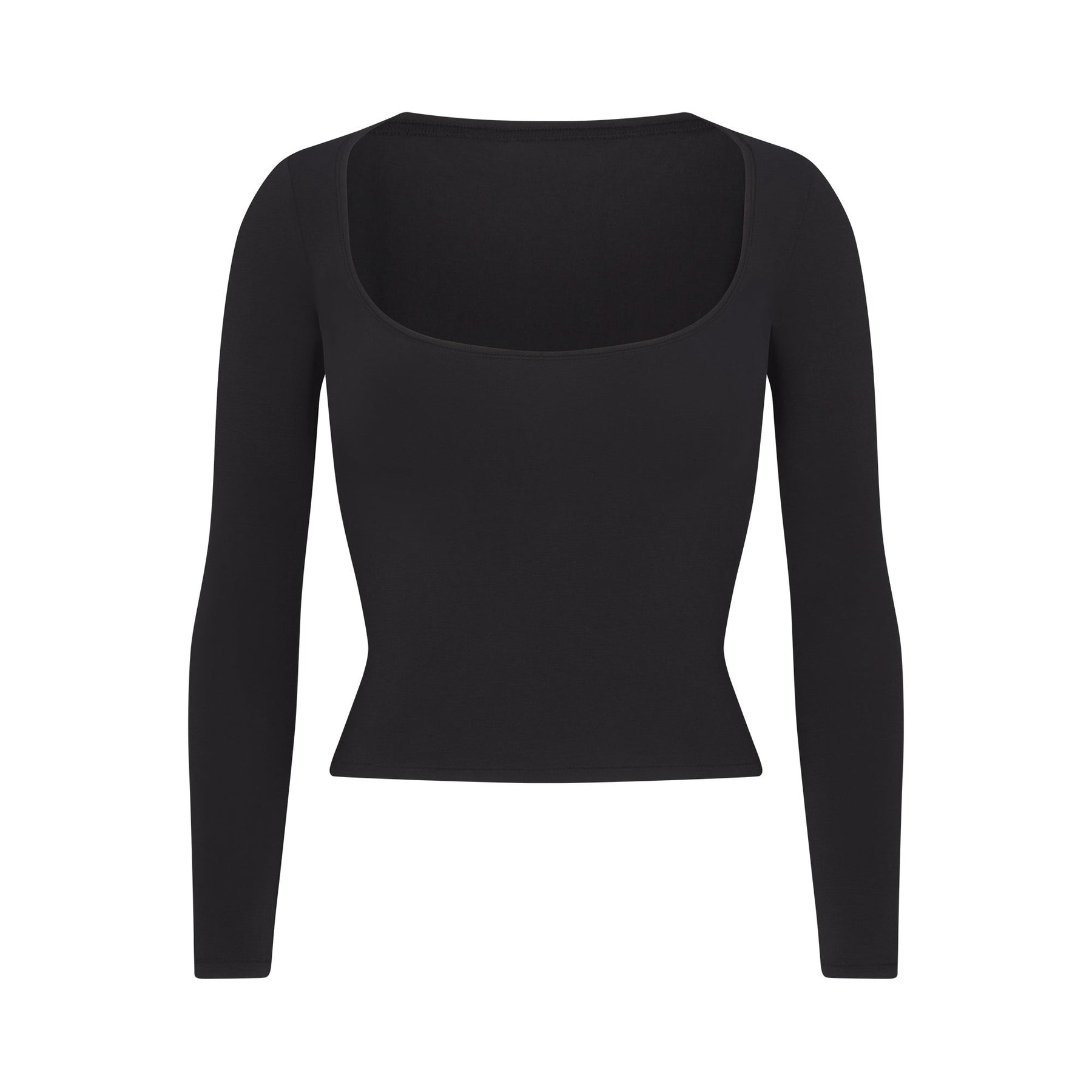 Skims Cotton Jersey Scoop Neck Long Sleeve Soot