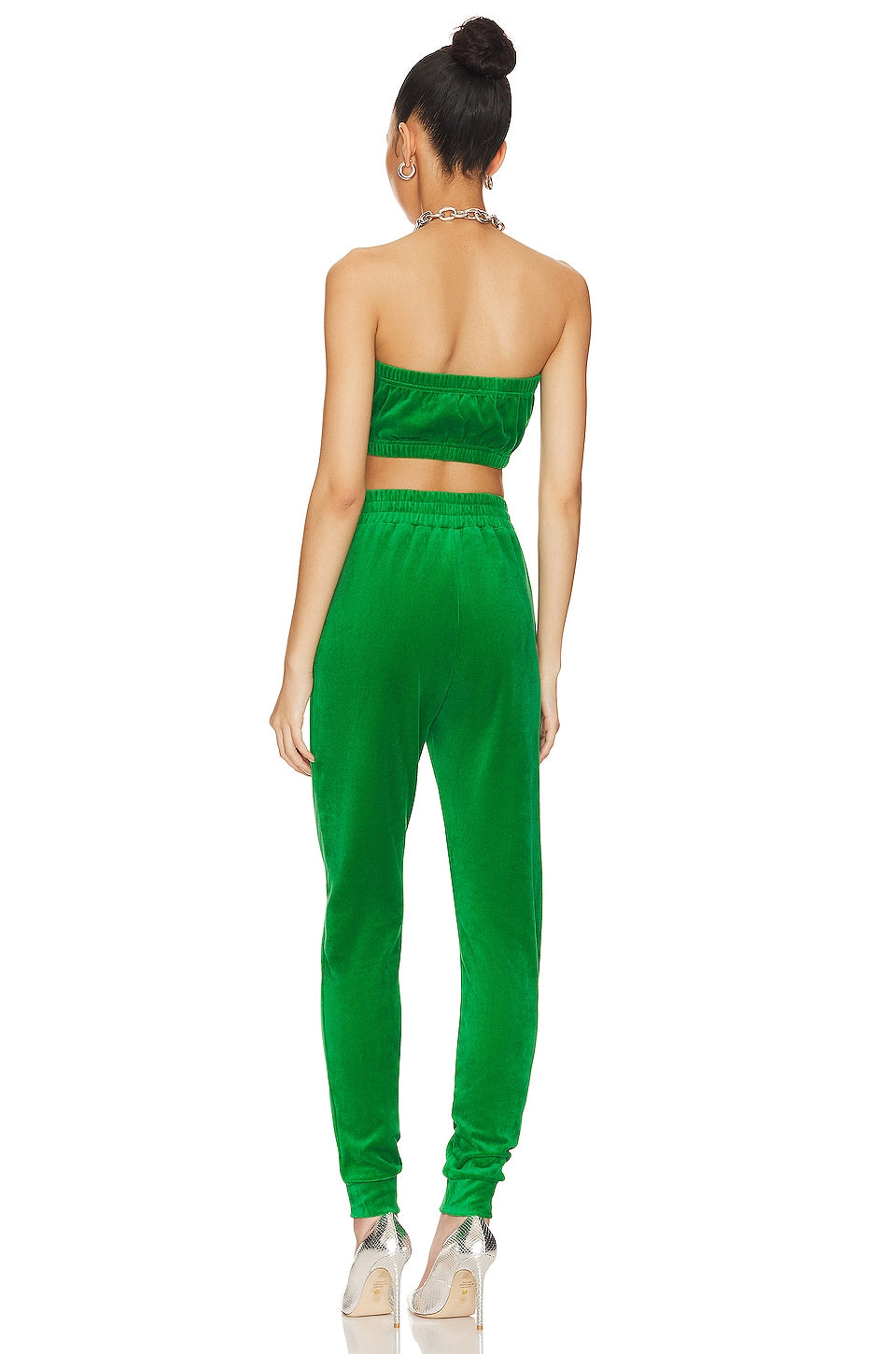 superdown Penelope Velour Pant Set in Green