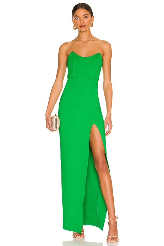 superdown Ryleigh Strapless Maxi Dress in Green