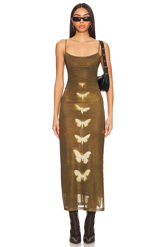 superdown Jocelyn Butterfly Maxi Dress in Brown