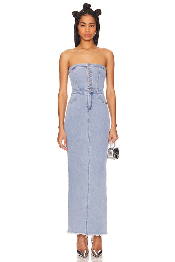 superdown Natalia Maxi Dress in Light Wash