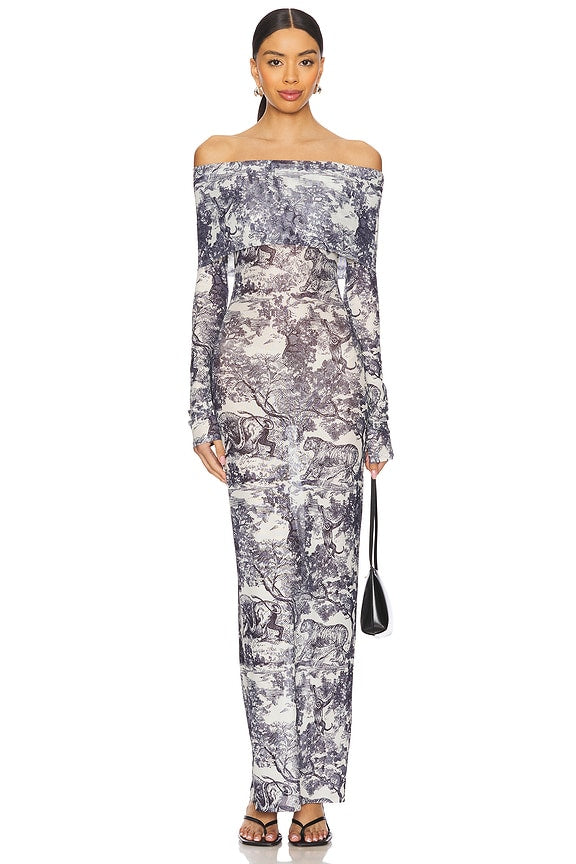 superdown Karasi Maxi Dress in Navy & White