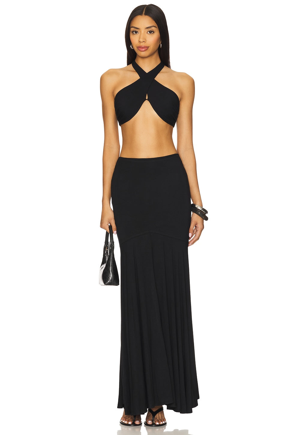 superdown Yasmina Maxi Skirt Set in Black