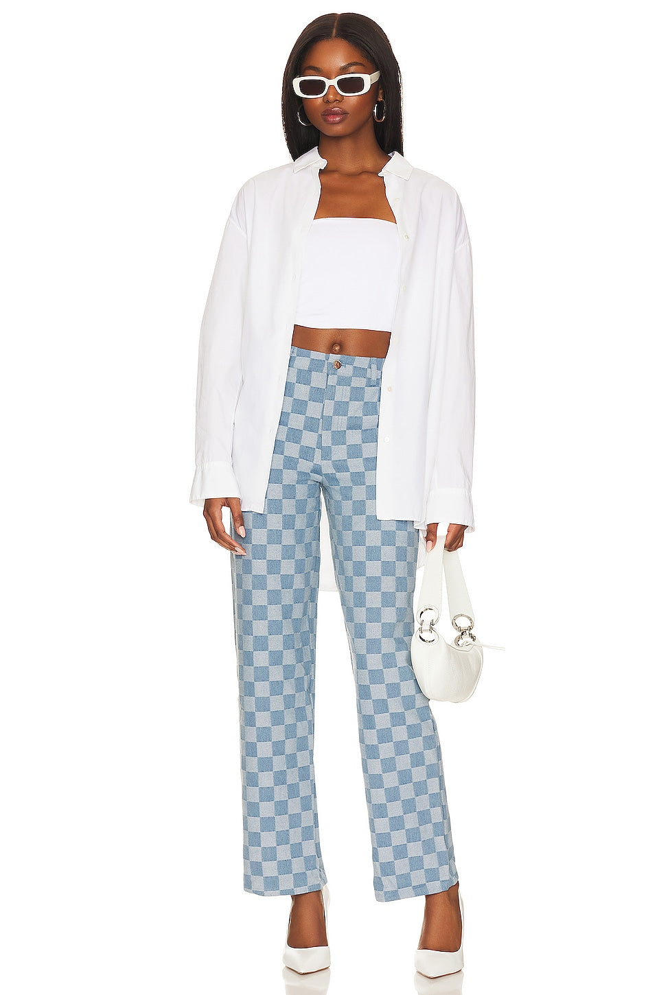 superdown Jules Checkered Jean in Blue