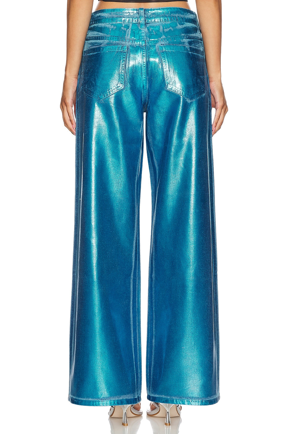 superdown Kiara Metallic Jean in Blue Metallic