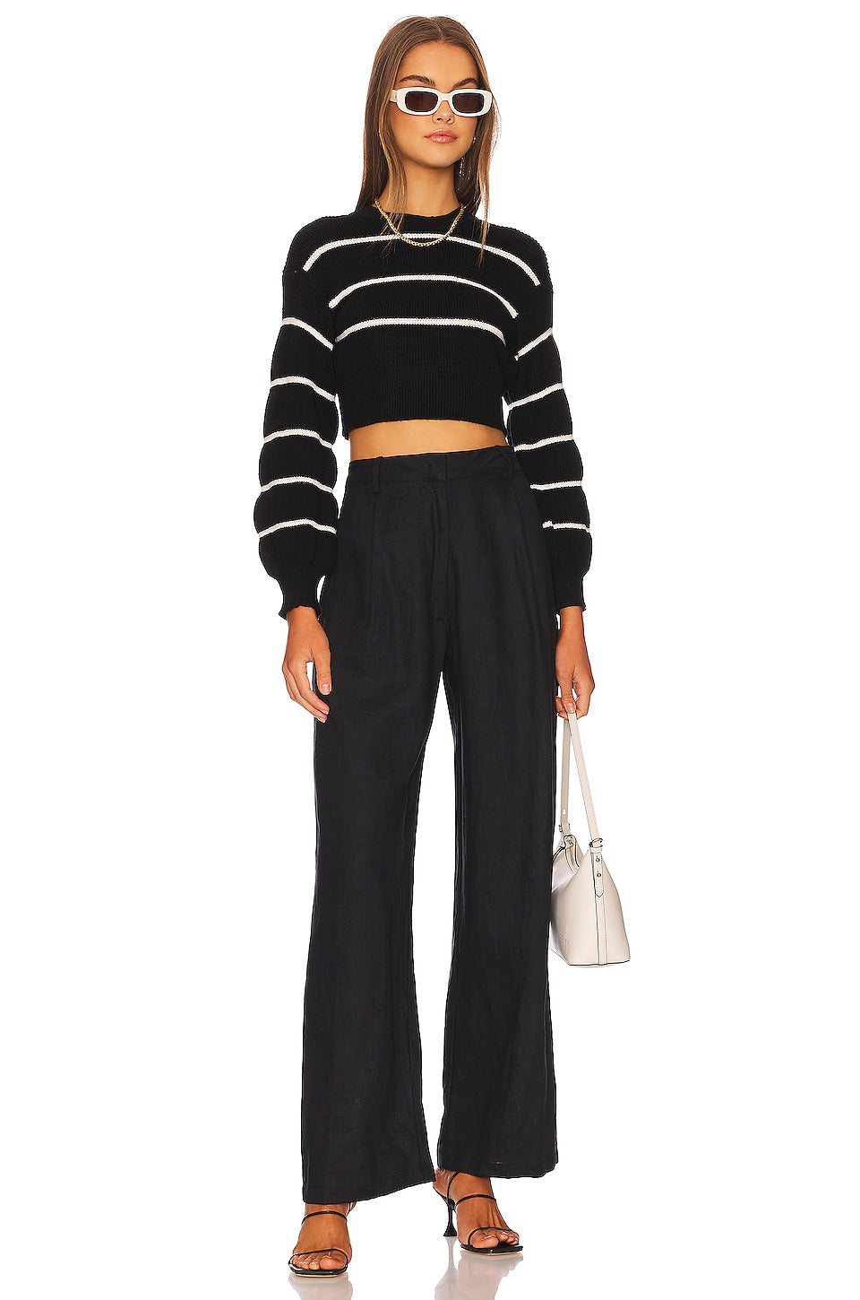 superdown Sophia Stripe Sweater in Black