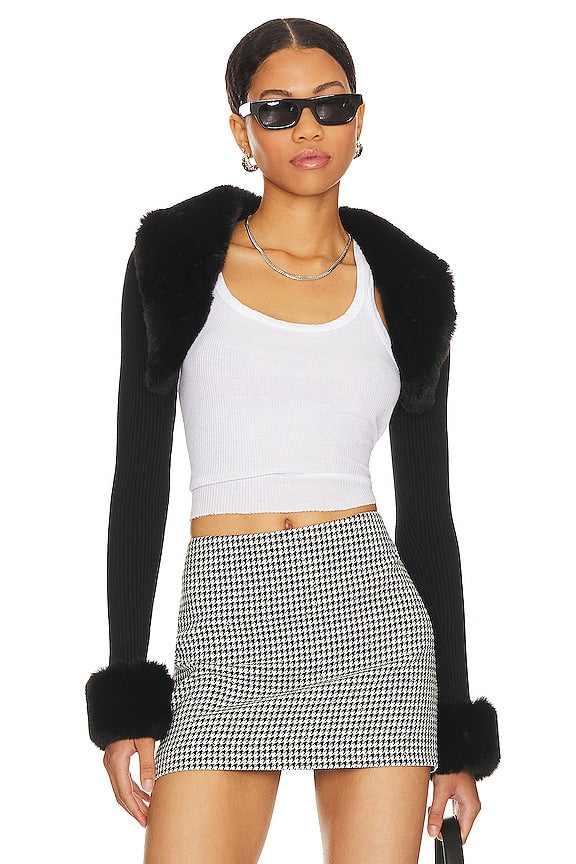 superdown Amy Faux Fur Bolero in Black