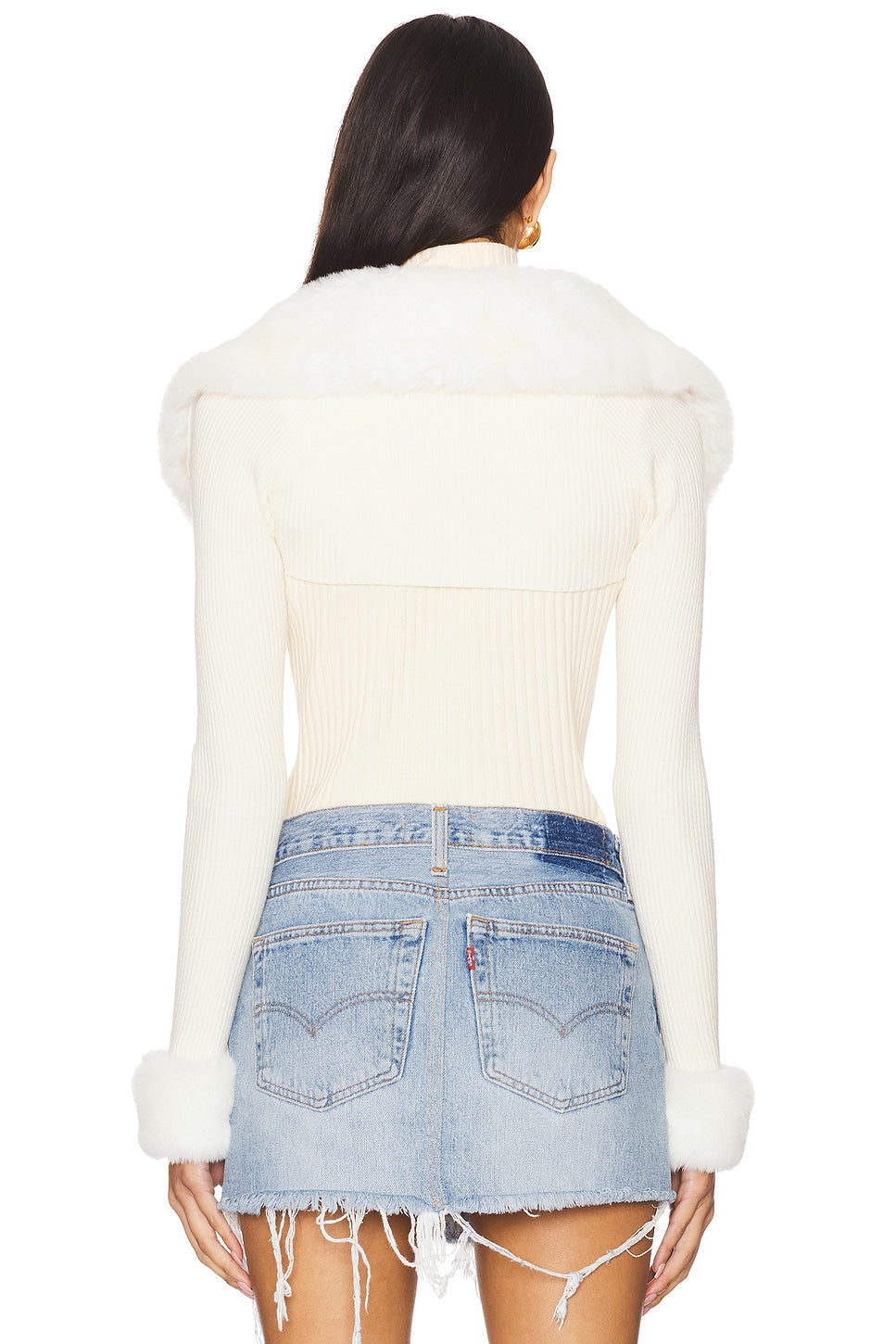 superdown Amy Faux Fur Bolero in Ivory