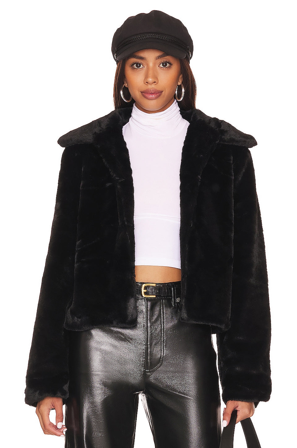 superdown Tianna Faux Fur Jacket in Black