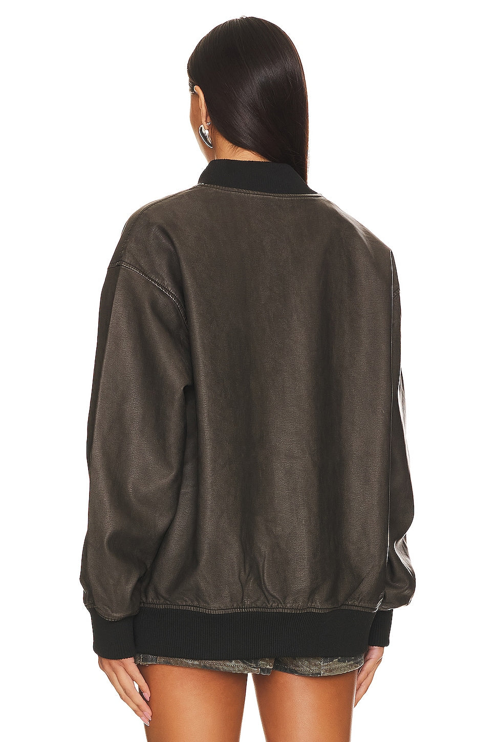 superdown Ariel Faux Leather Bomber in Black
