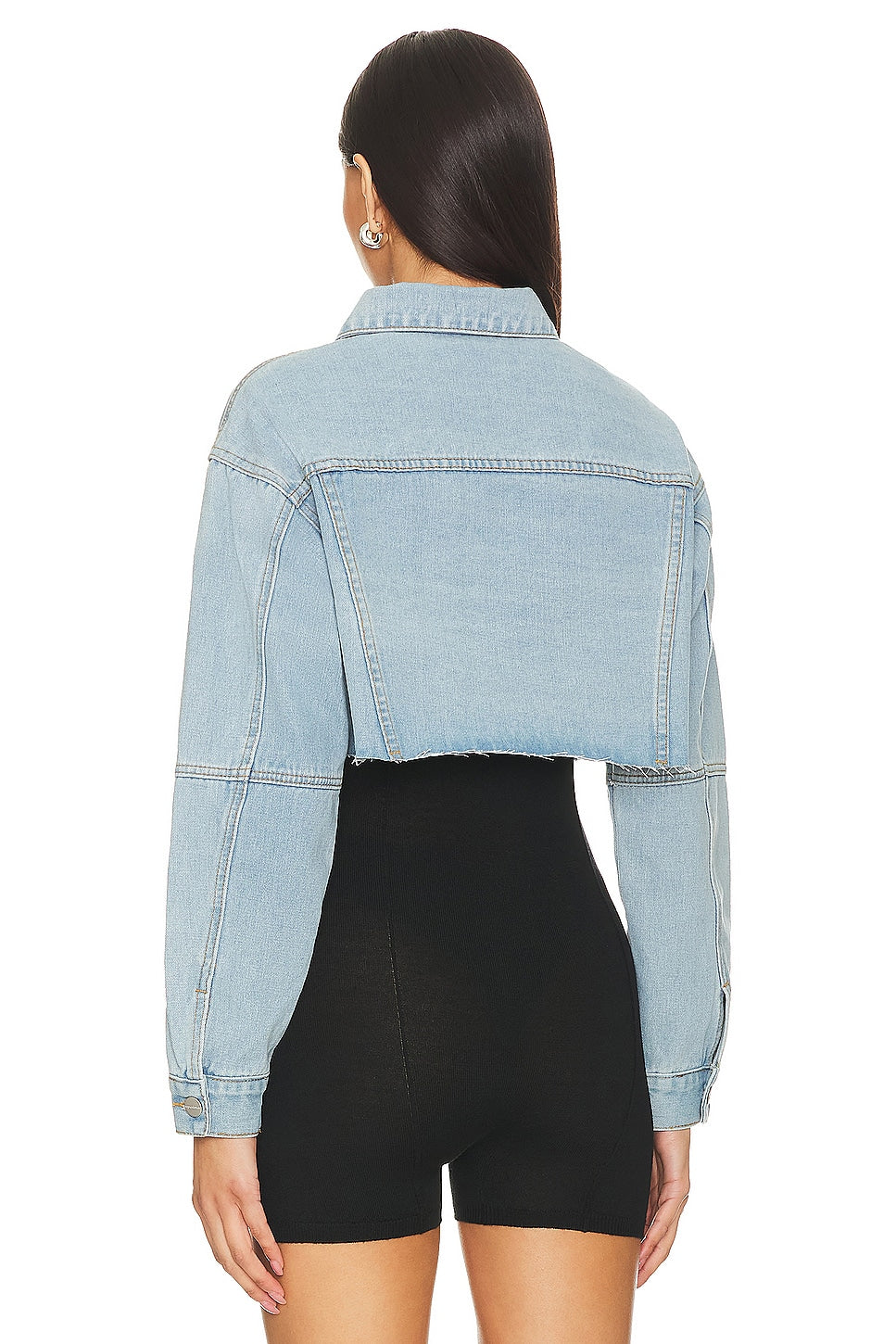superdown Kathy Cut Off Jacket in Blue Denim