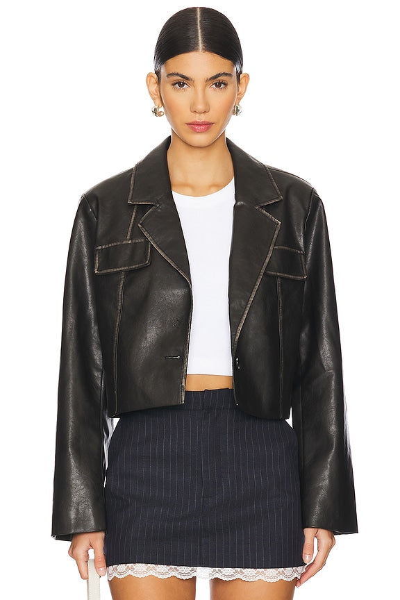 superdown Blakely Faux Leather Jacket in Black