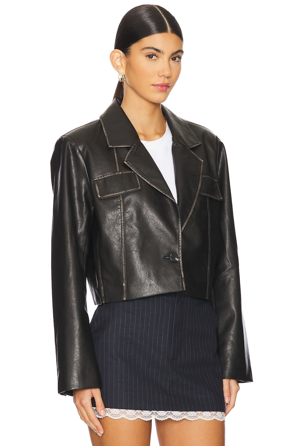 superdown Blakely Faux Leather Jacket in Black