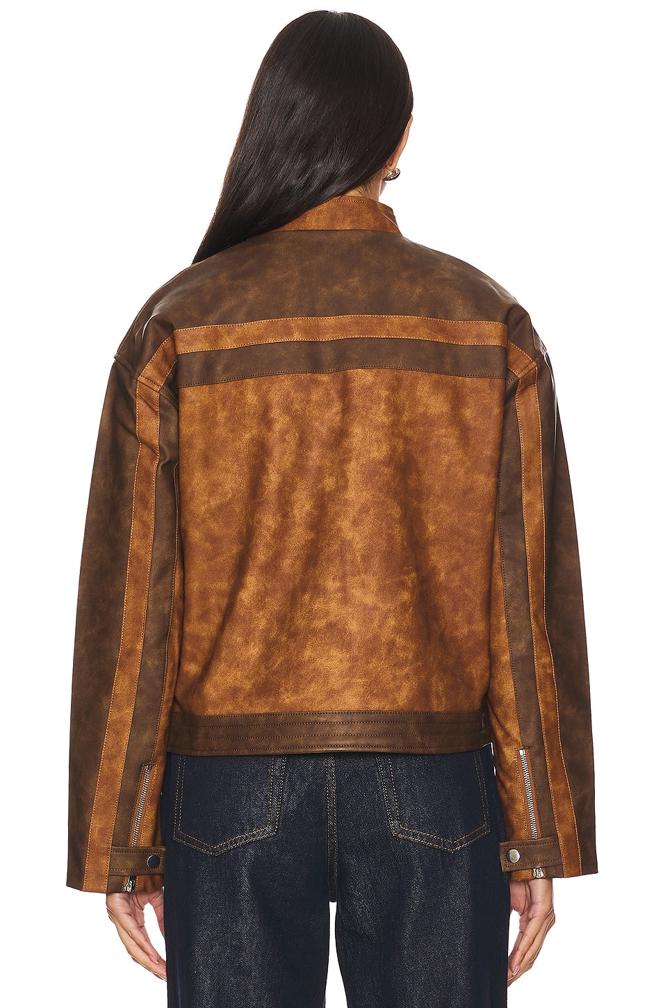 superdown Katrina Faux Leather Moto Jacket in Brown