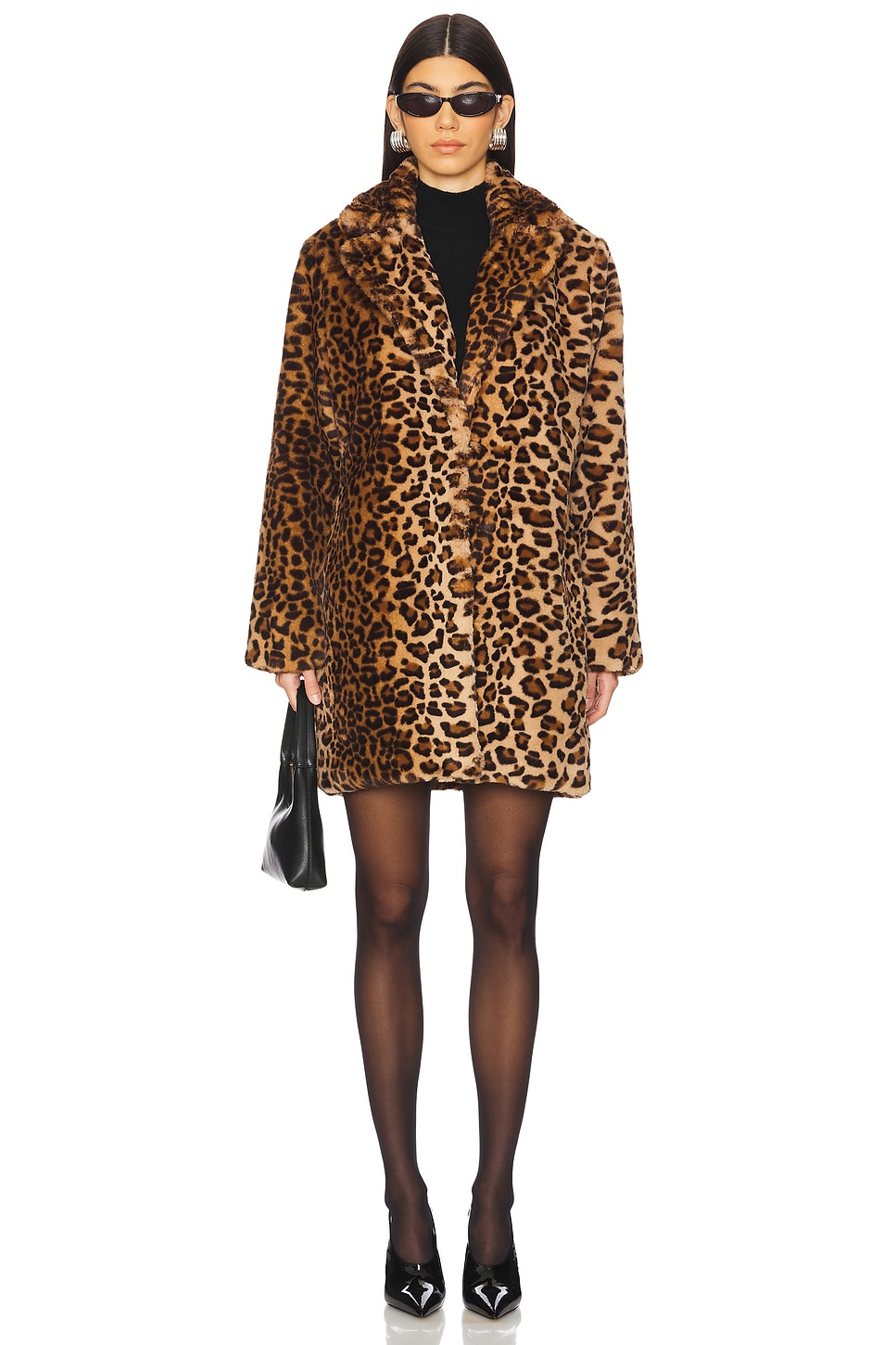 superdown Raina Faux Fur Coat in Brown Leopard